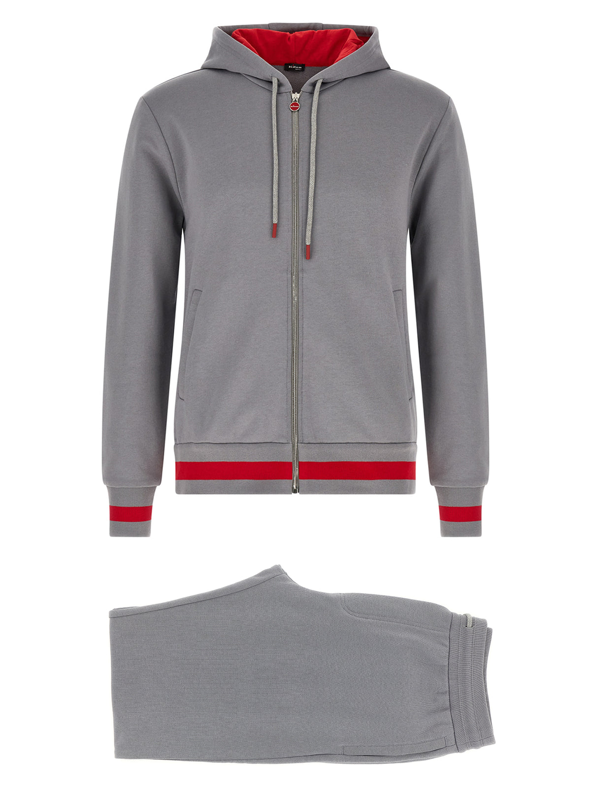 Indulge in the Kiton Gray Cotton Sweatsuit, a masterpiece of Italian craftsmanship in luxurious 100% cotton, perfect for elevating your leisurewear with effortless sophistication.