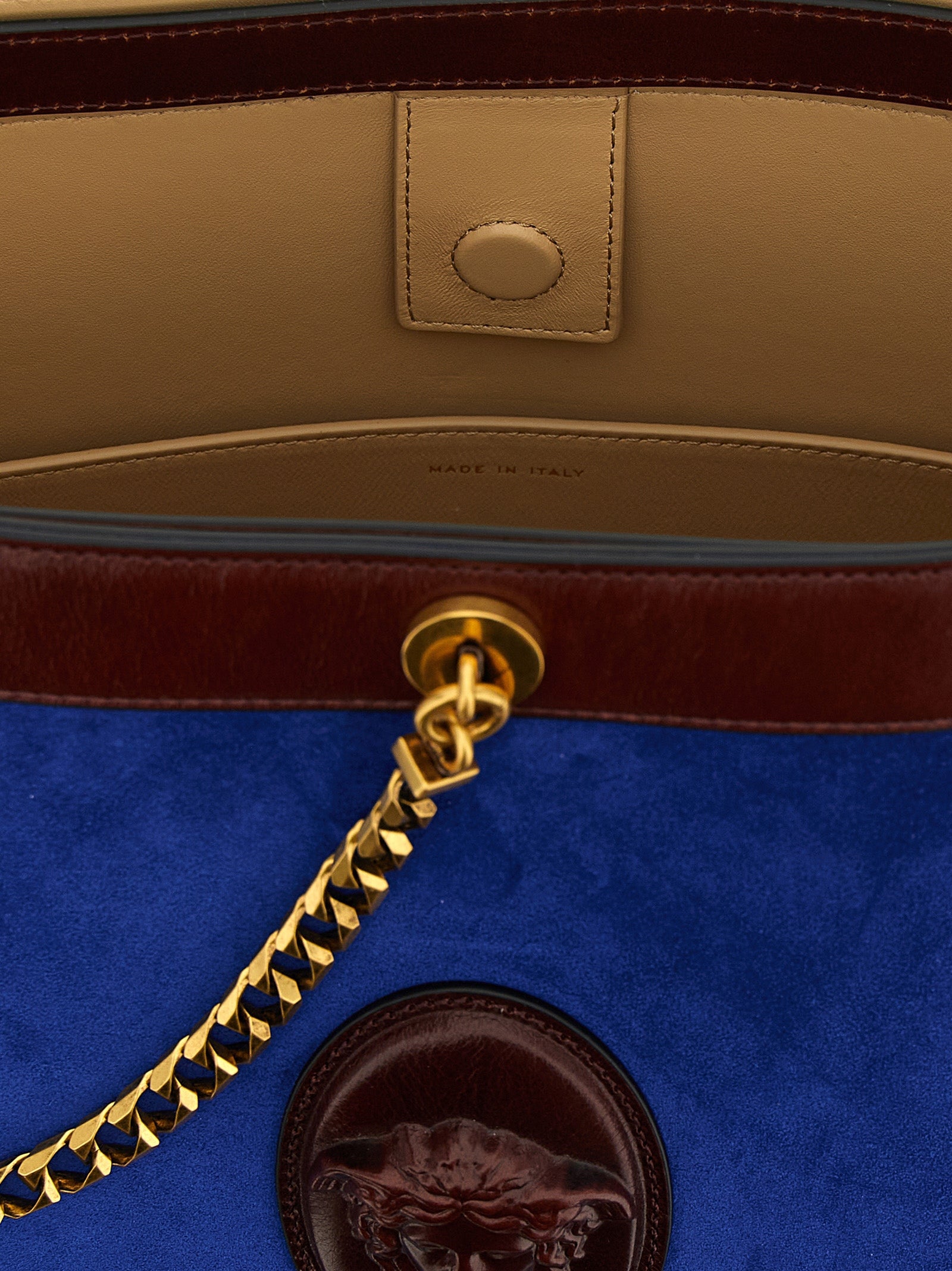 Versace Blue Calfskin Shoulder Bag - Iconic Luxury Redefined
