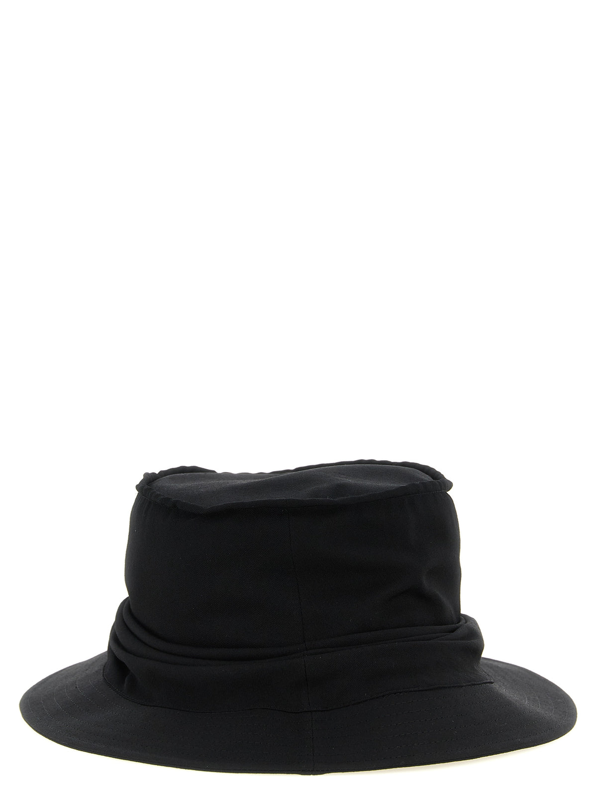 Elevate your style with the Yohji Yamamoto Black Wool Bucket Hat, a luxurious statement piece crafted from 100% wool, embodying avant-garde elegance and sophistication.