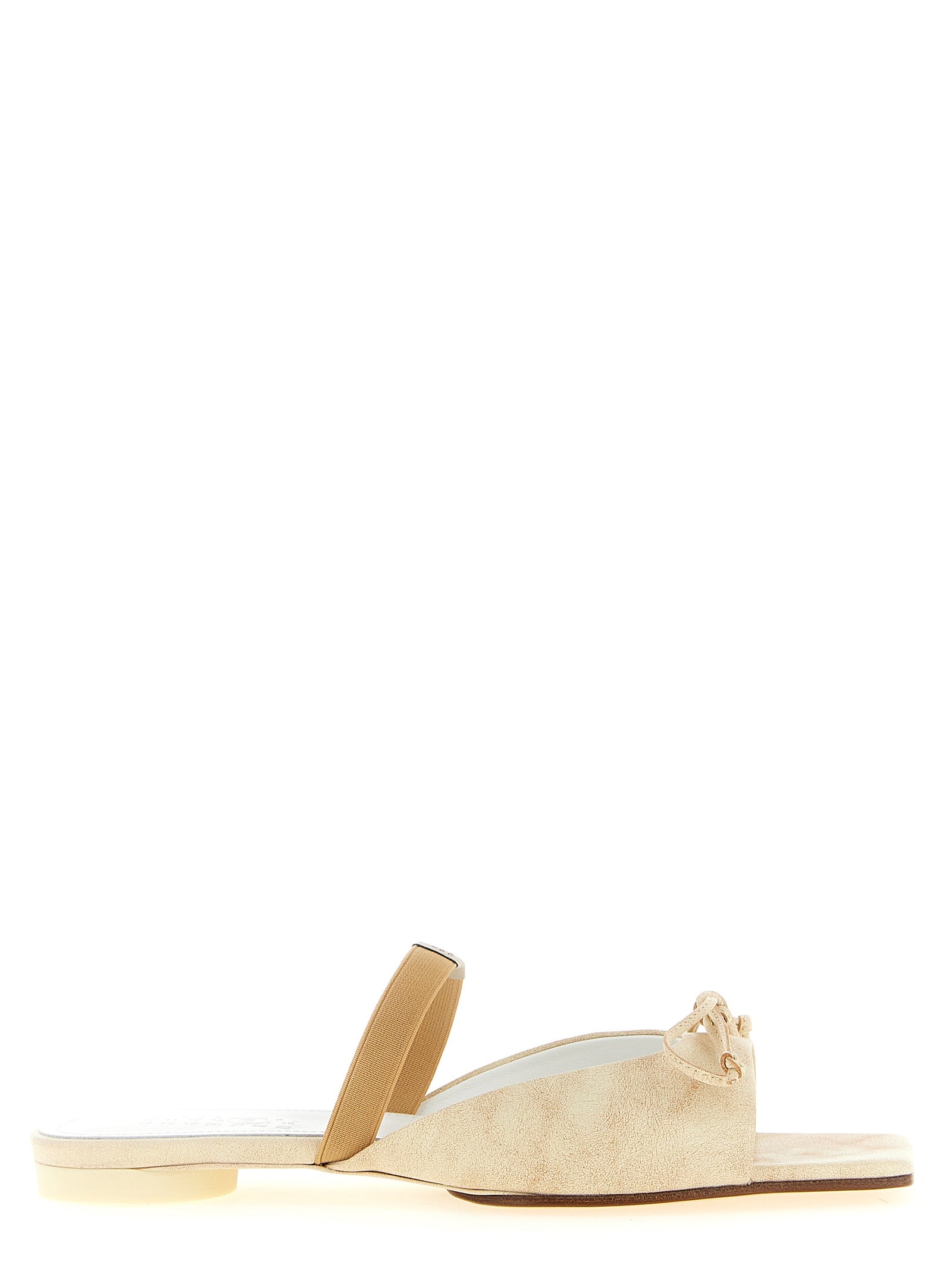MM6 Maison Margiela Beige Cowhide Slides - Avant-Garde Elegance