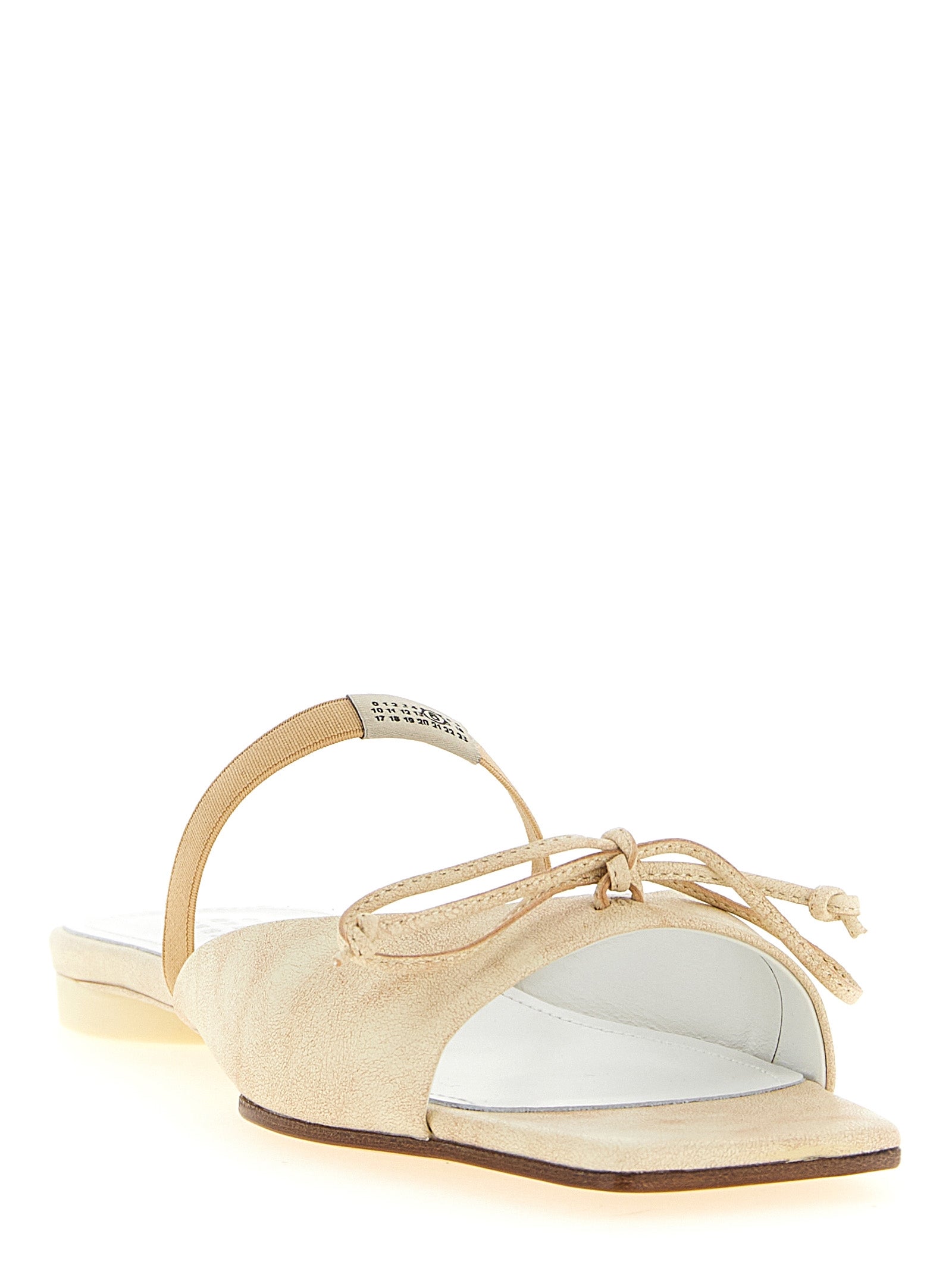 MM6 Maison Margiela Beige Cowhide Slides - Avant-Garde Elegance