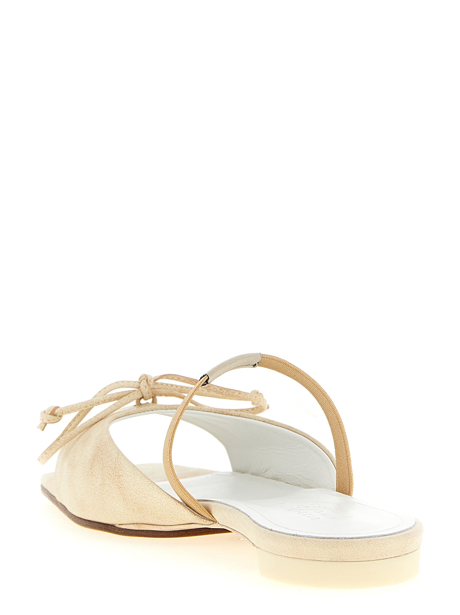 MM6 Maison Margiela Beige Cowhide Slides - Avant-Garde Luxury