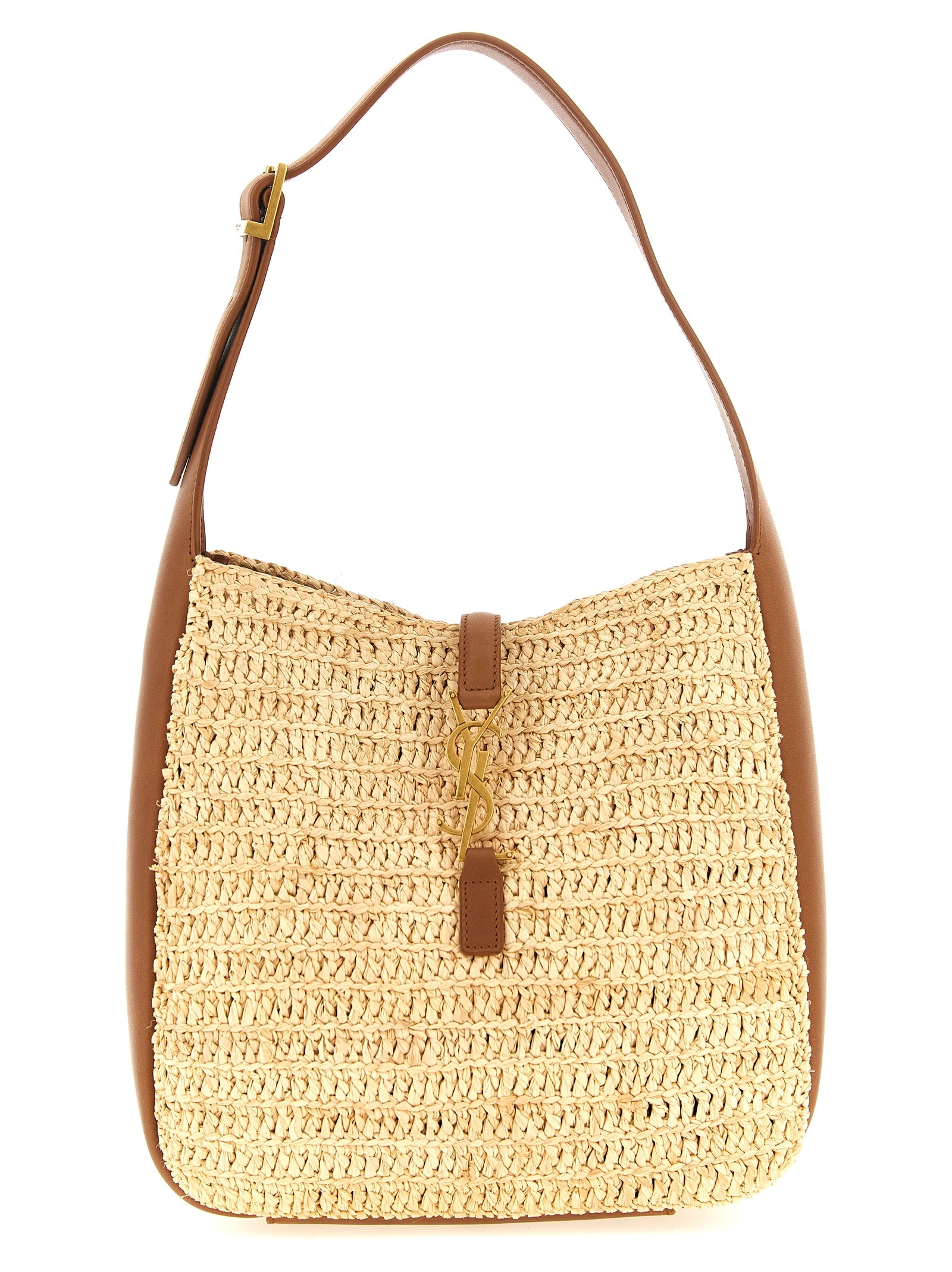 Indulge in the Saint Laurent Beige Raffia Shoulder Bag, a handcrafted masterpiece from the ‘Le 5 à 7’ collection, merging timeless elegance with unparalleled luxury.