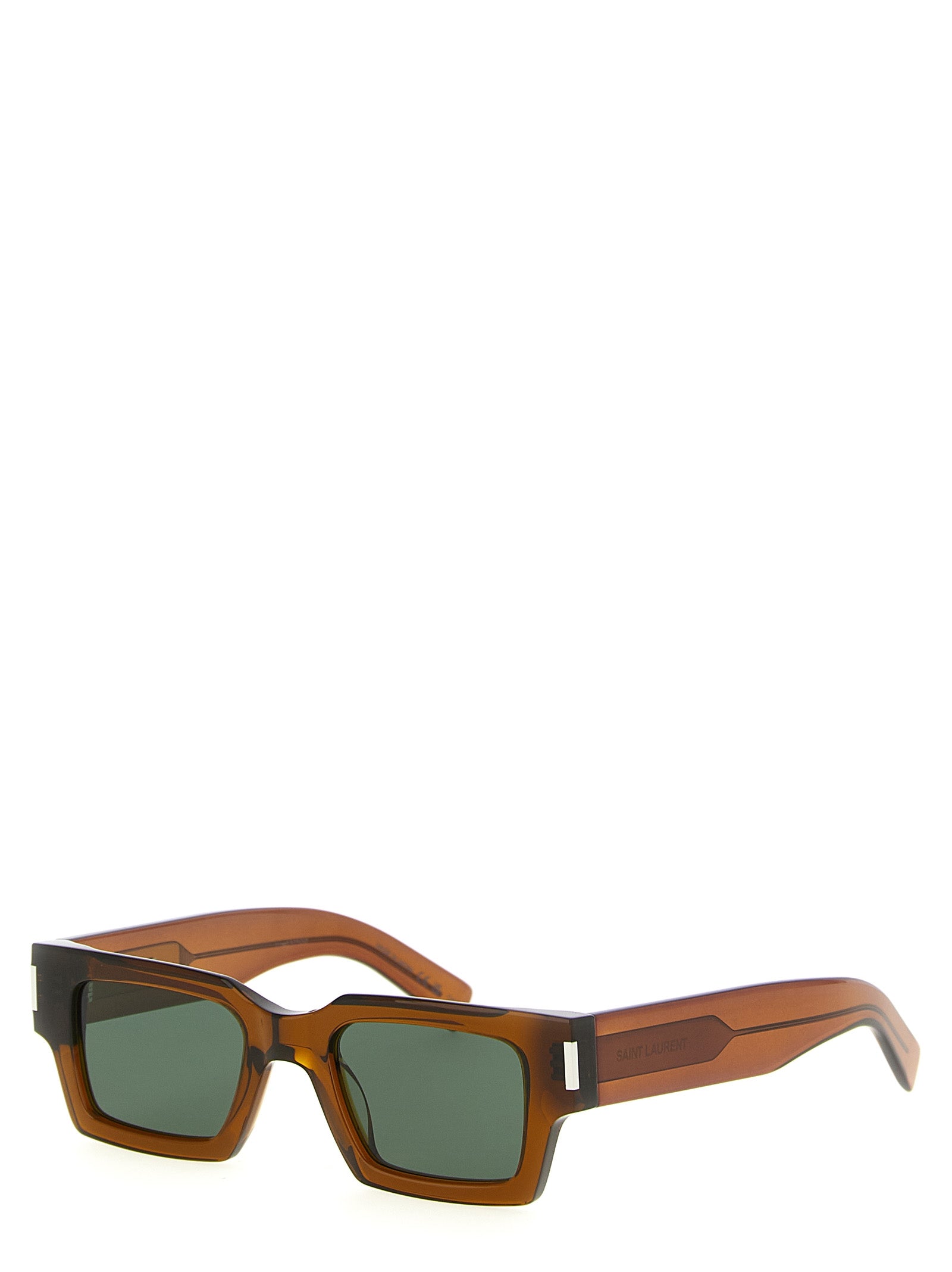 Discover the Saint Laurent Brown Acetate Sunglasses, a masterpiece of Italian craftsmanship, blending bold design with luxurious elegance for the discerning individual.