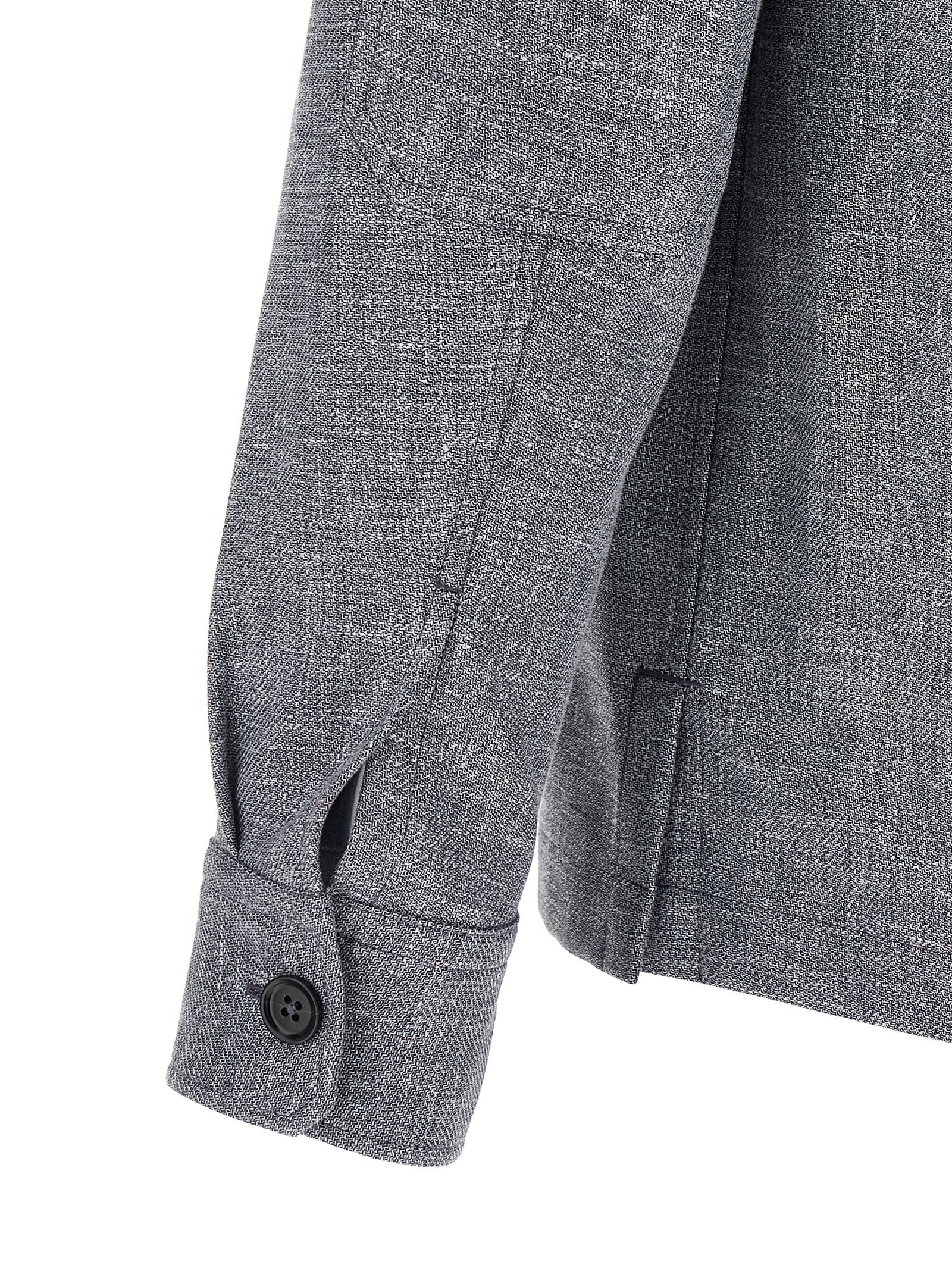 ZEGNA Blue Linen Blouse