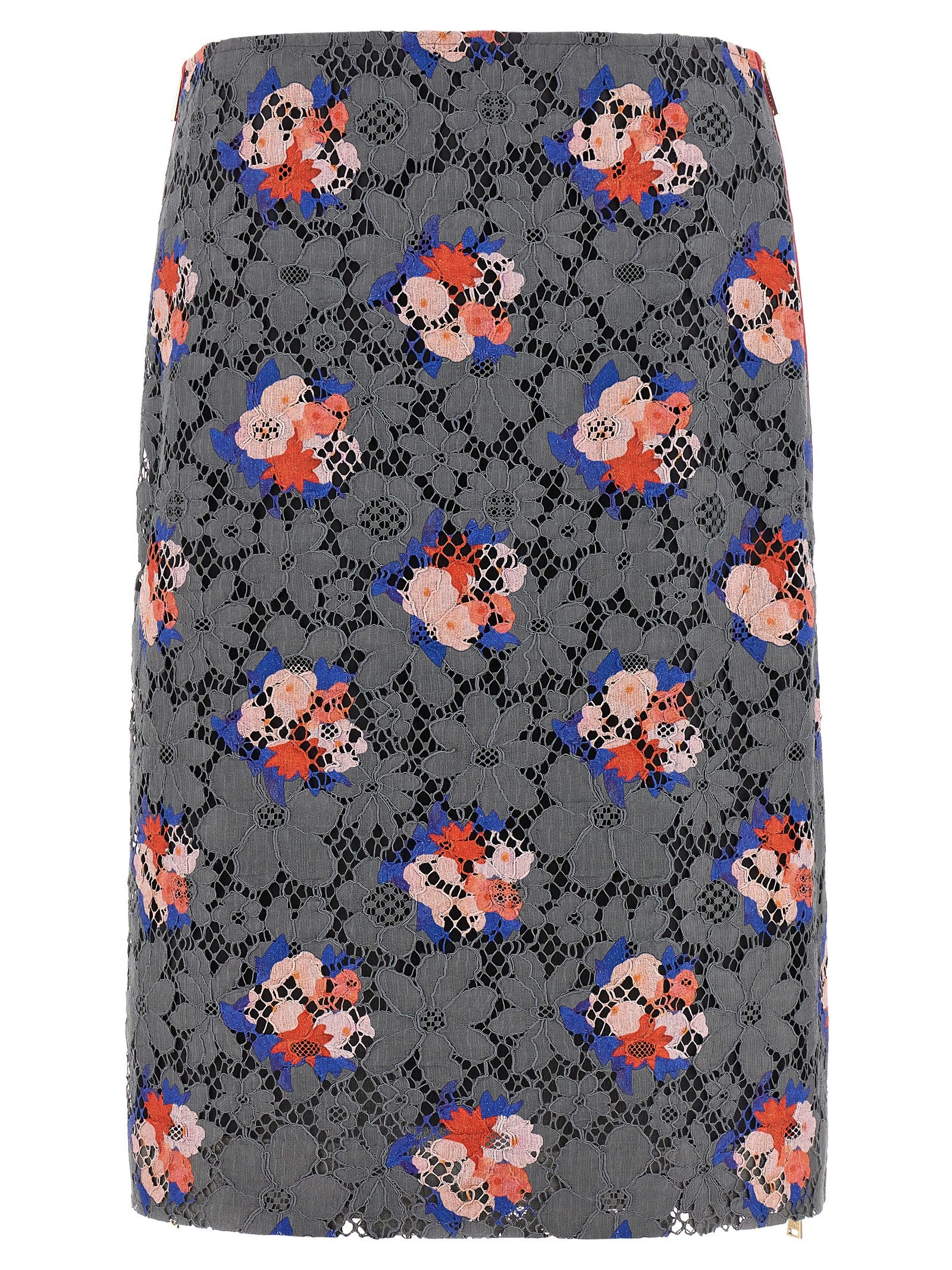 Elevate your wardrobe with the Fendi Gray Cotton Midi Skirt, a luxurious blend of cotton and viscose, featuring an exquisite floral motif that embodies timeless elegance.