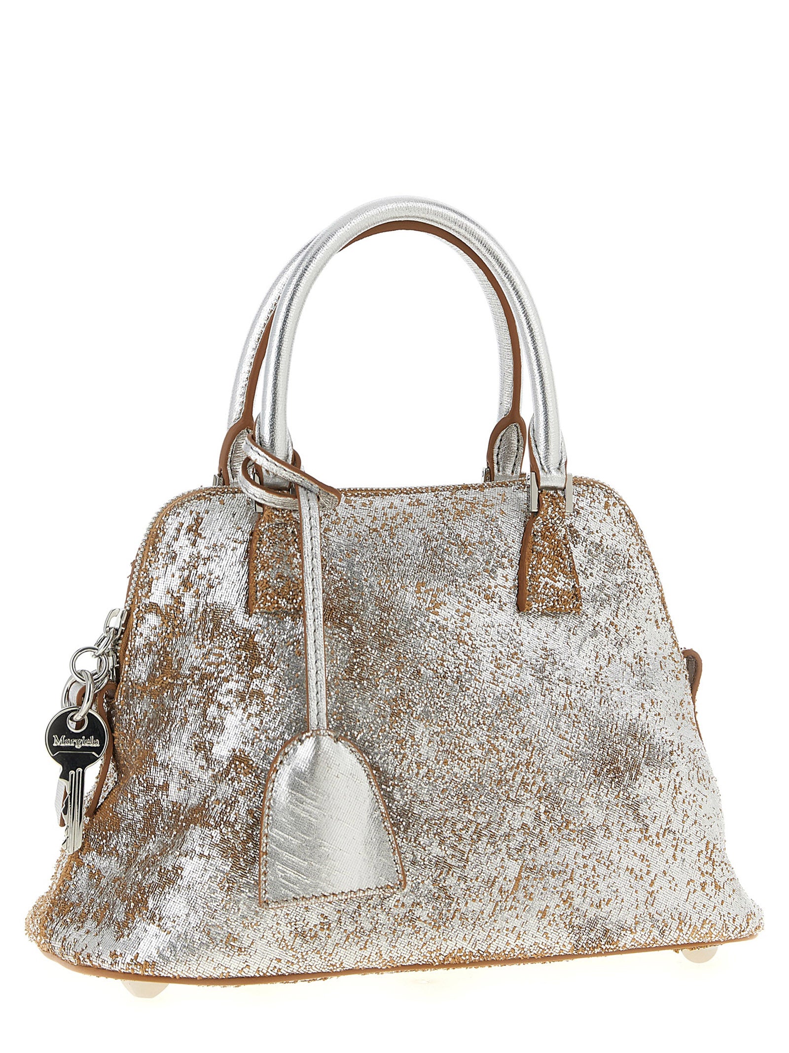 Discover the Maison Margiela Silver Lambskin Handbag, a luxurious statement piece crafted from 100% sheepskin leather, embodying Italian artisan craftsmanship and modern elegance.