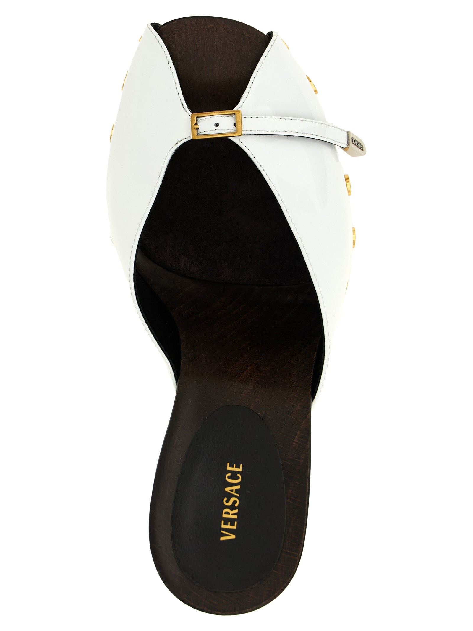 Step into a realm of elegance with Versace Bicolor Calfskin High Heel Pumps, crafted from luxurious calfskin leather in Italy, embodying sophistication and timeless allure.