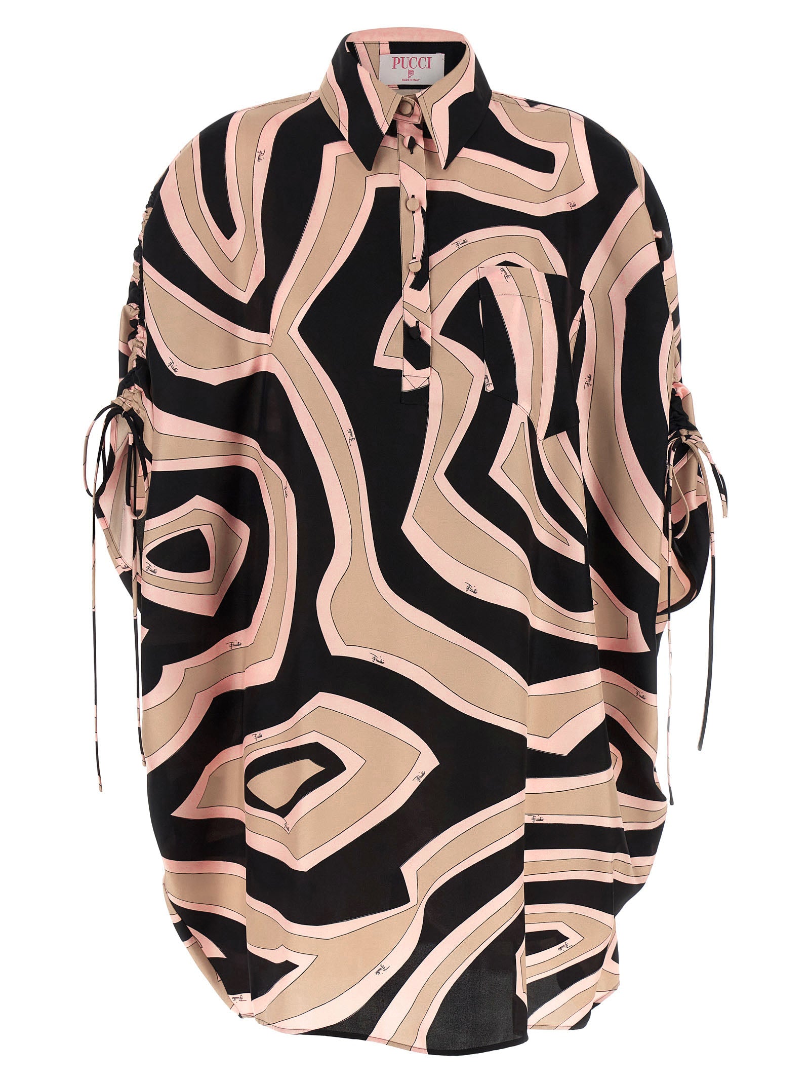 Indulge in the elegance of the Emilio Pucci Multicolor Silk Short Dress, a masterpiece of luxurious silk and bold design, perfect for the discerning fashion connoisseur.