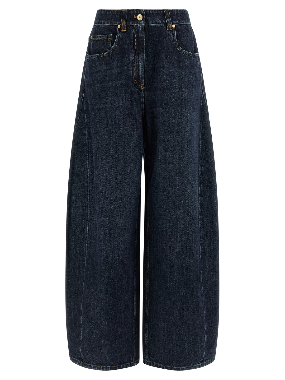 Indulge in the exquisite Brunello Cucinelli Blue Cotton Jeans, crafted from luxurious stone-washed denim, embodying timeless elegance and sophisticated allure for every occasion.