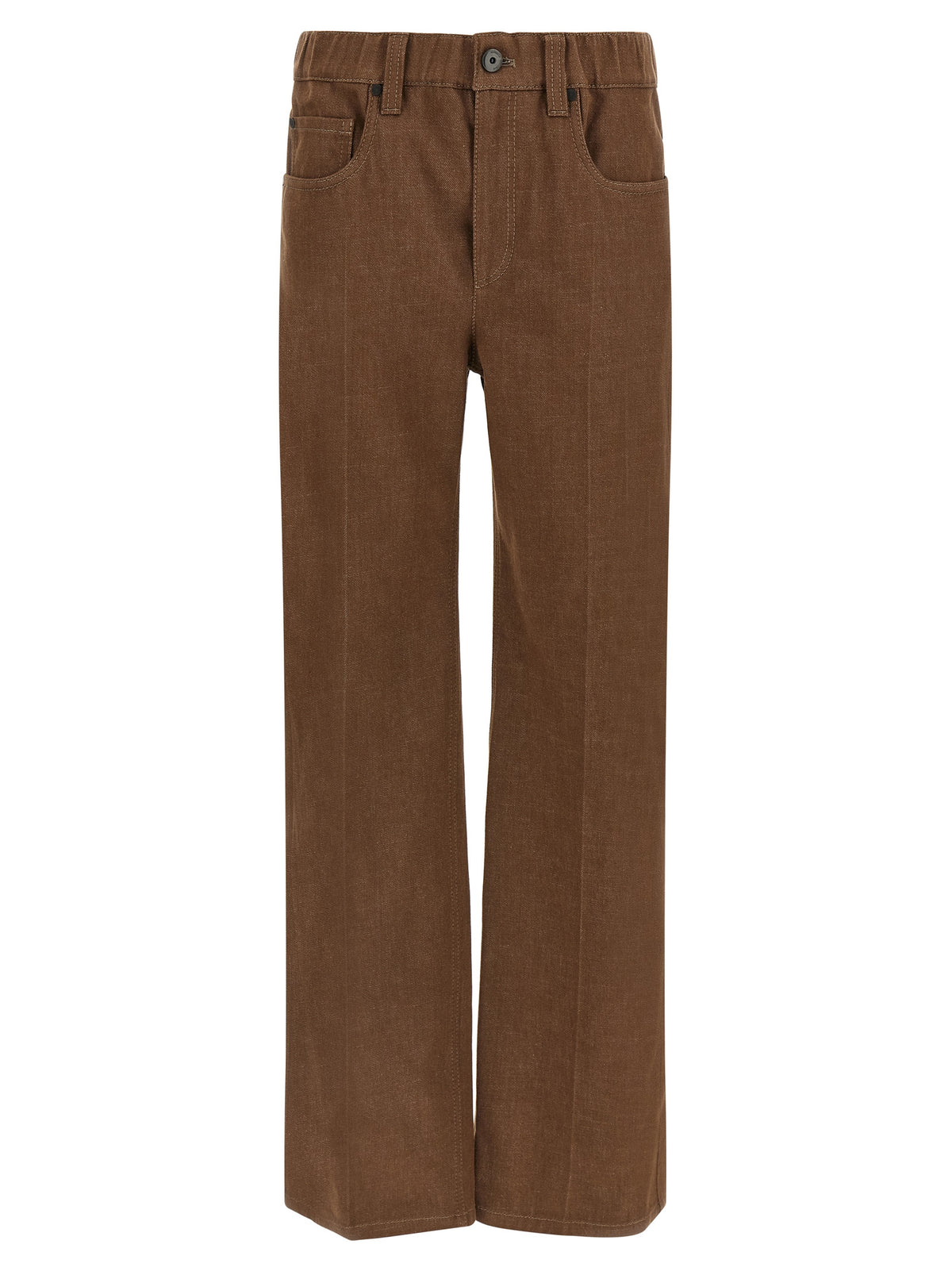 Indulge in the exquisite Brunello Cucinelli Brown Cotton Jeans Denim, where luxurious craftsmanship meets chic sophistication, perfect for elevating any wardrobe.