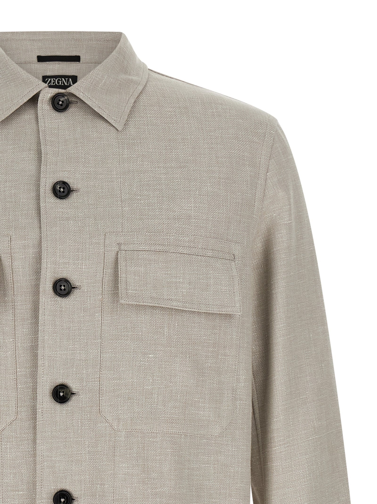 ZEGNA Gray Linen Blouse
