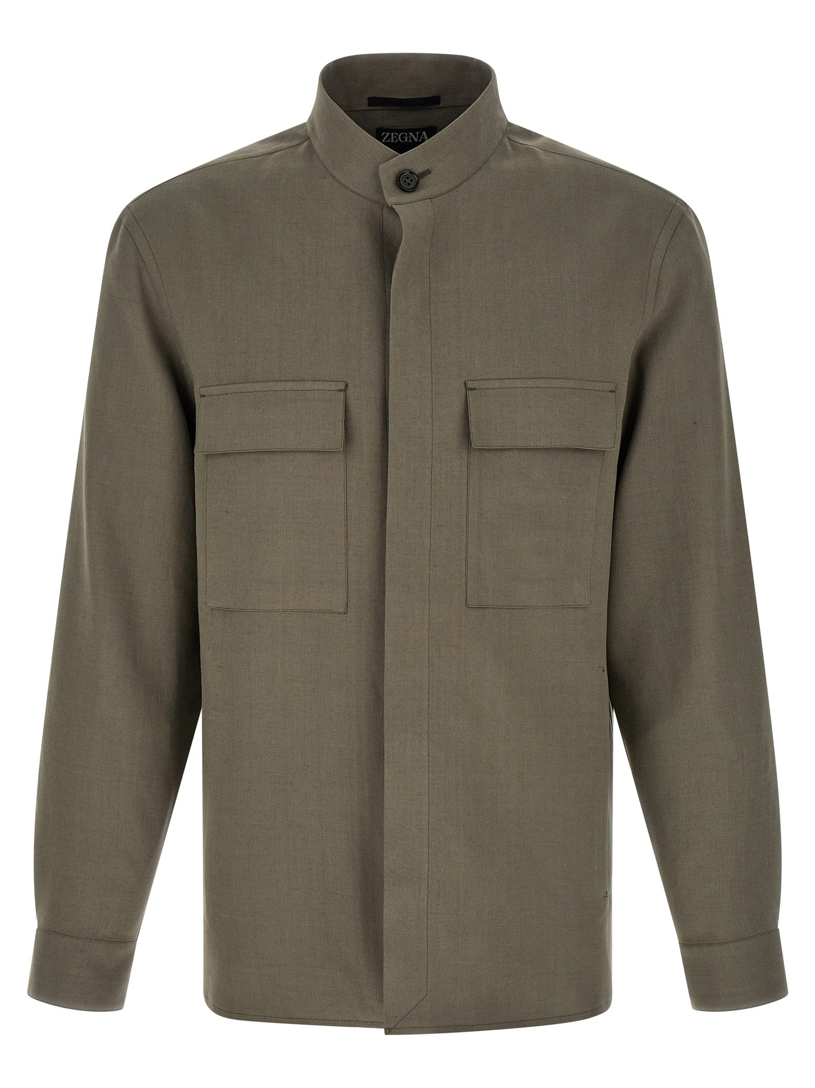 ZEGNA Gray Linen Blouse
