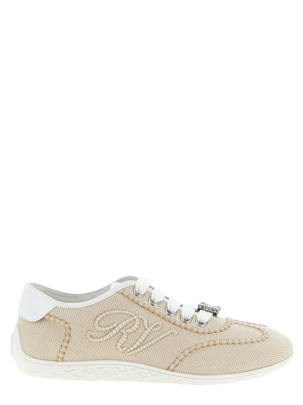 Roger Vivier Beige Polyamide Low Top Sneakers - Exquisite Luxury
