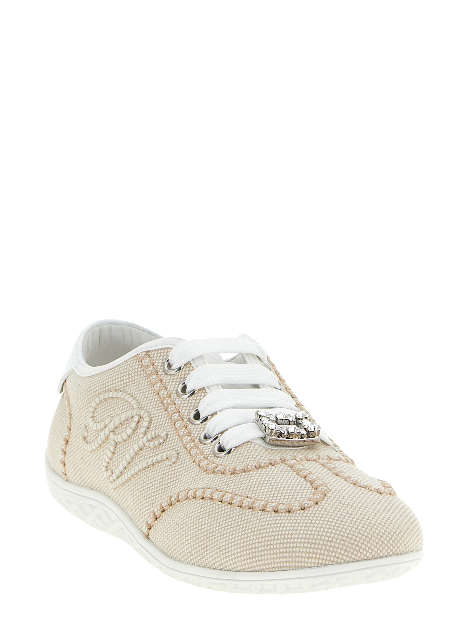 Roger Vivier Beige Polyamide Low Top Sneakers - Luxury Footwear