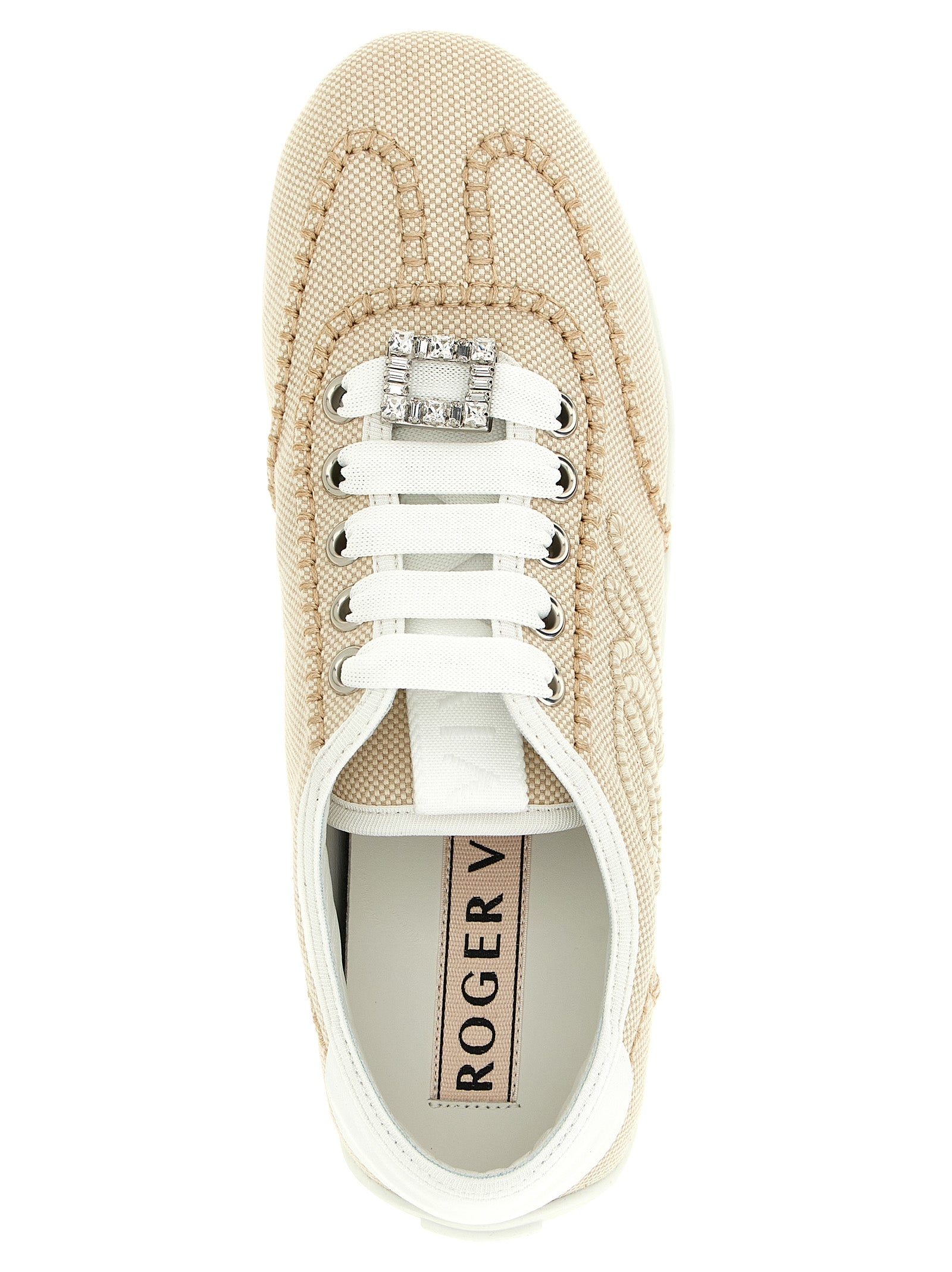 Roger Vivier Beige Polyamide Low Top Sneakers - Exquisite Luxury