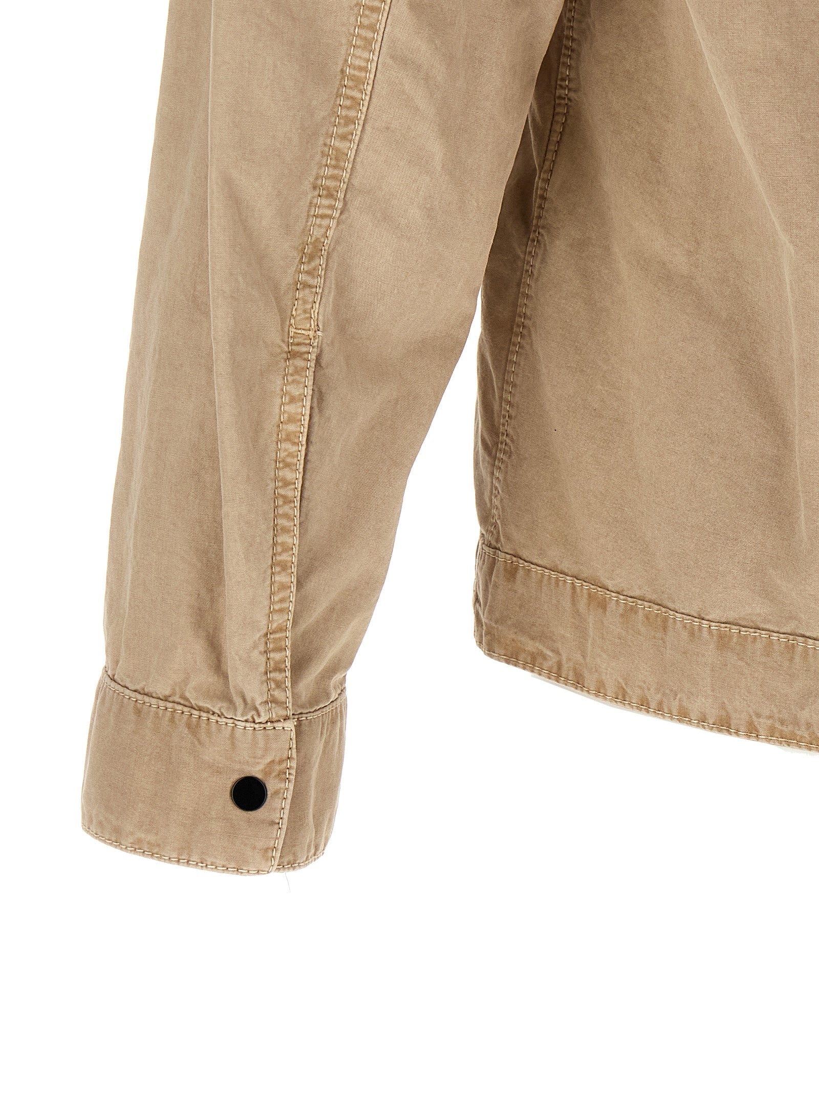 Elevate your wardrobe with the Stone Island Beige Cotton Blouse, a masterpiece of garment-dyed brushed cotton, exuding timeless elegance and vintage allure.