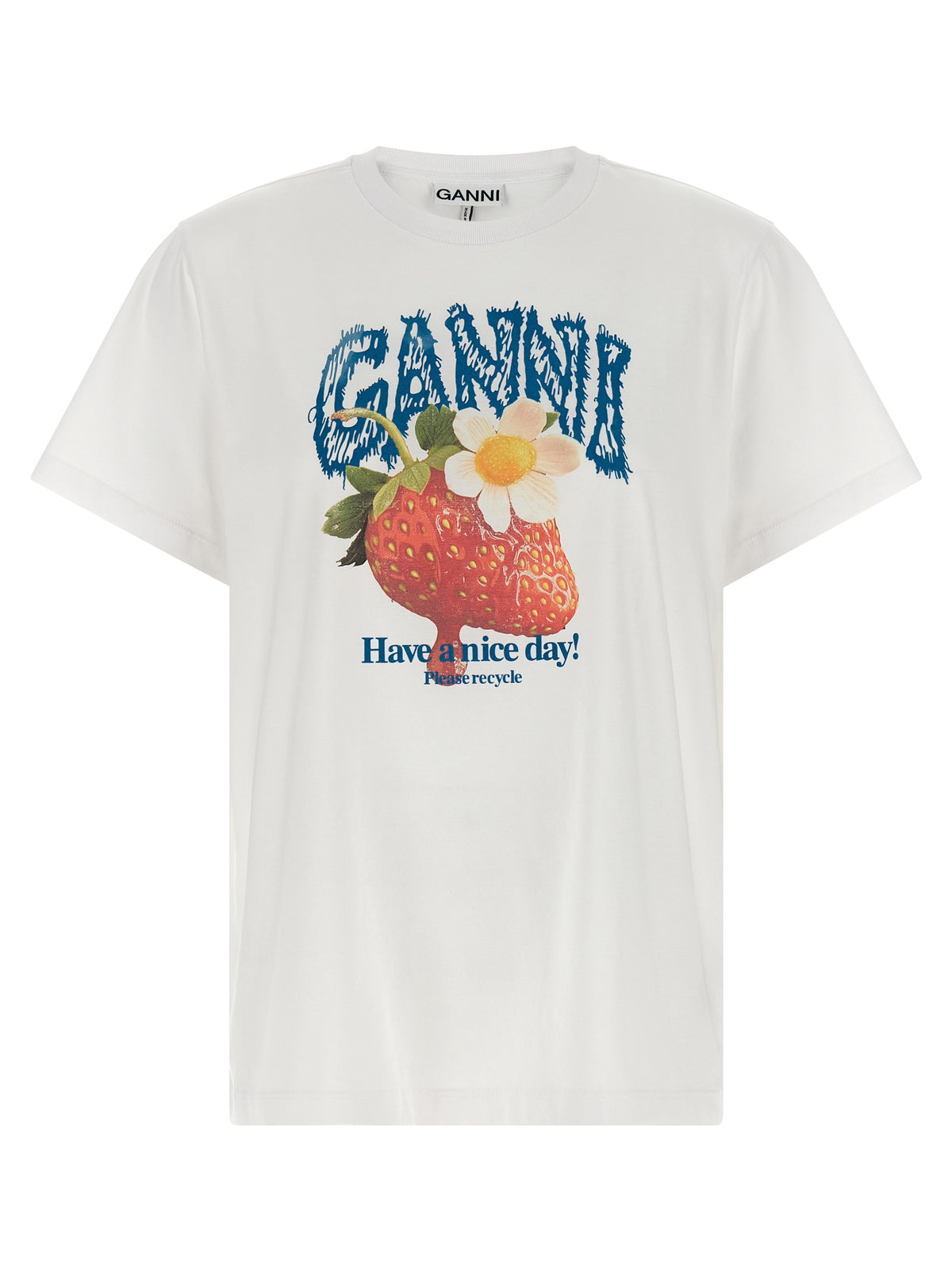 Ganni Organic Cotton T-Shirt - Effortless Luxury with Strawberry Print