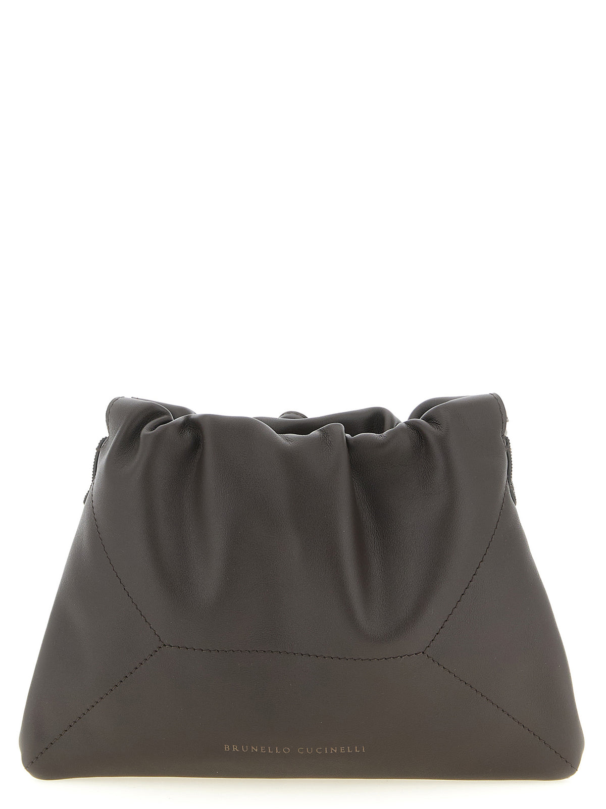 Indulge in the exquisite Brunello Cucinelli Brown Calfskin Clutch Bag, a masterpiece of Italian craftsmanship that elevates every occasion with timeless elegance.