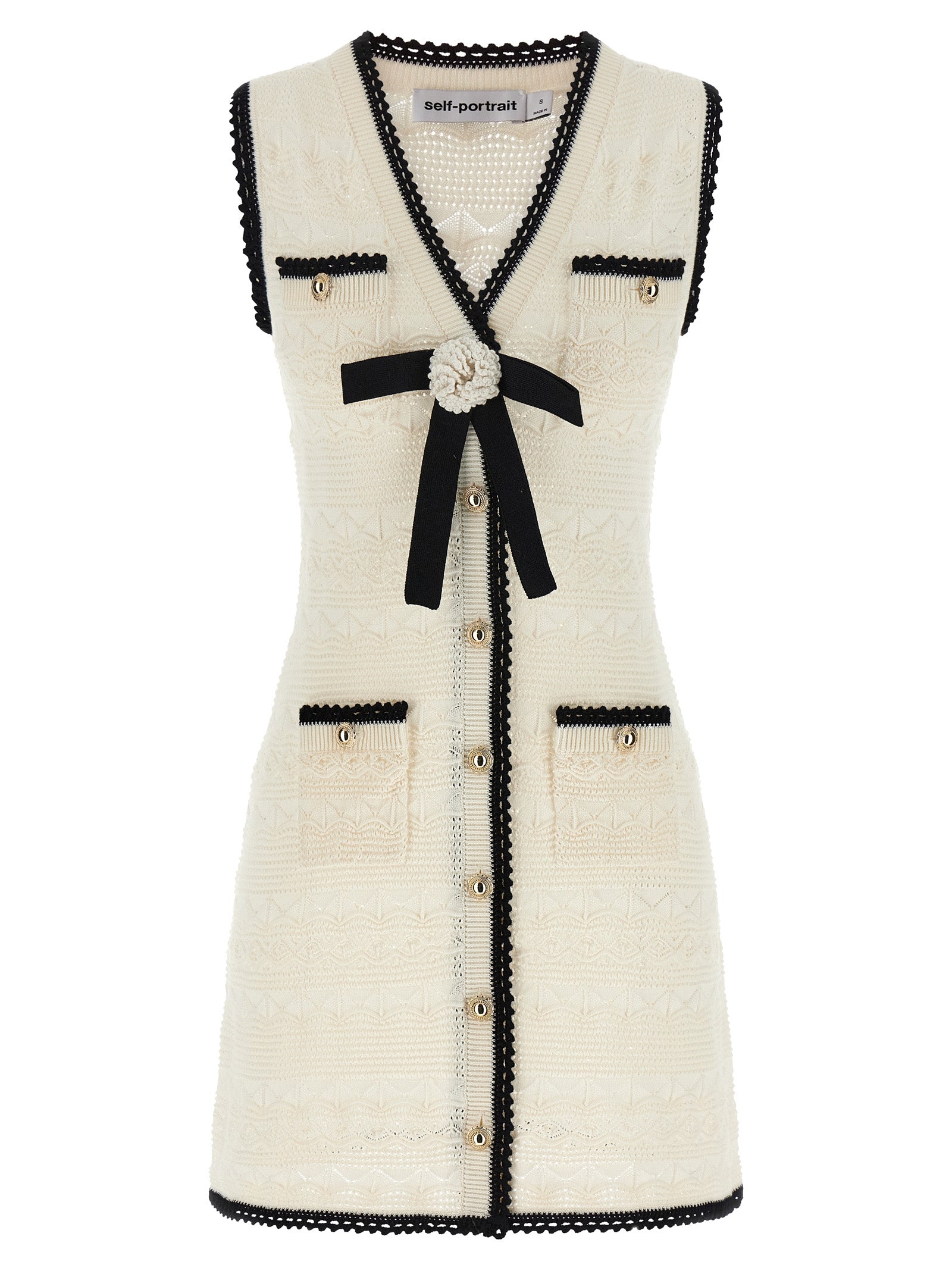 Self-Portrait Bicolor Cotton Short Dress - Timeless Elegance