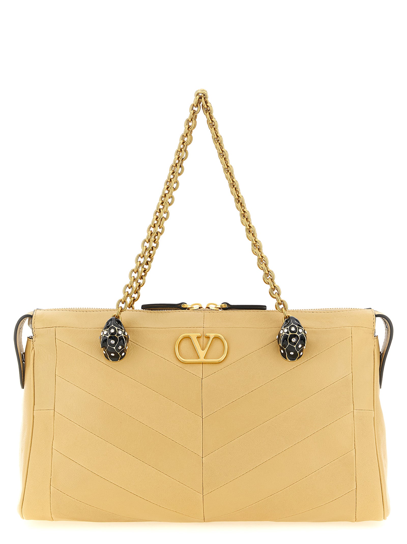 Valentino Garavani Panthea Beige Lamb Leather Shoulder Bag