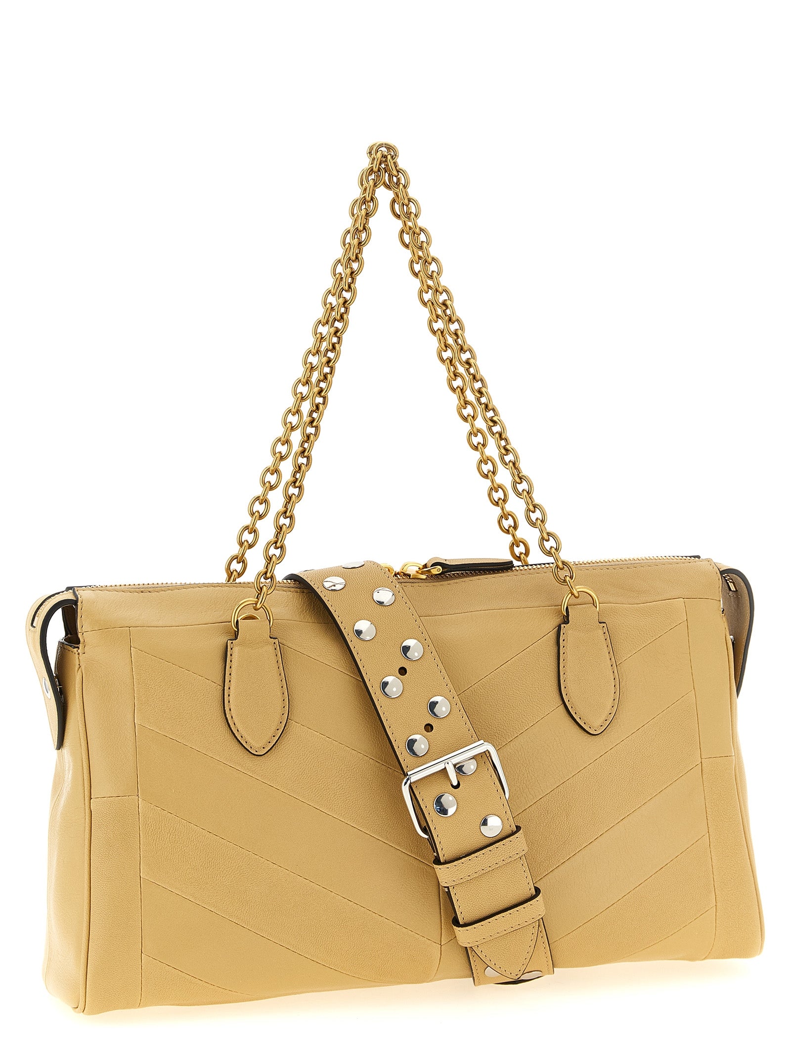 Valentino Garavani Panthea Beige Lamb Leather Shoulder Bag