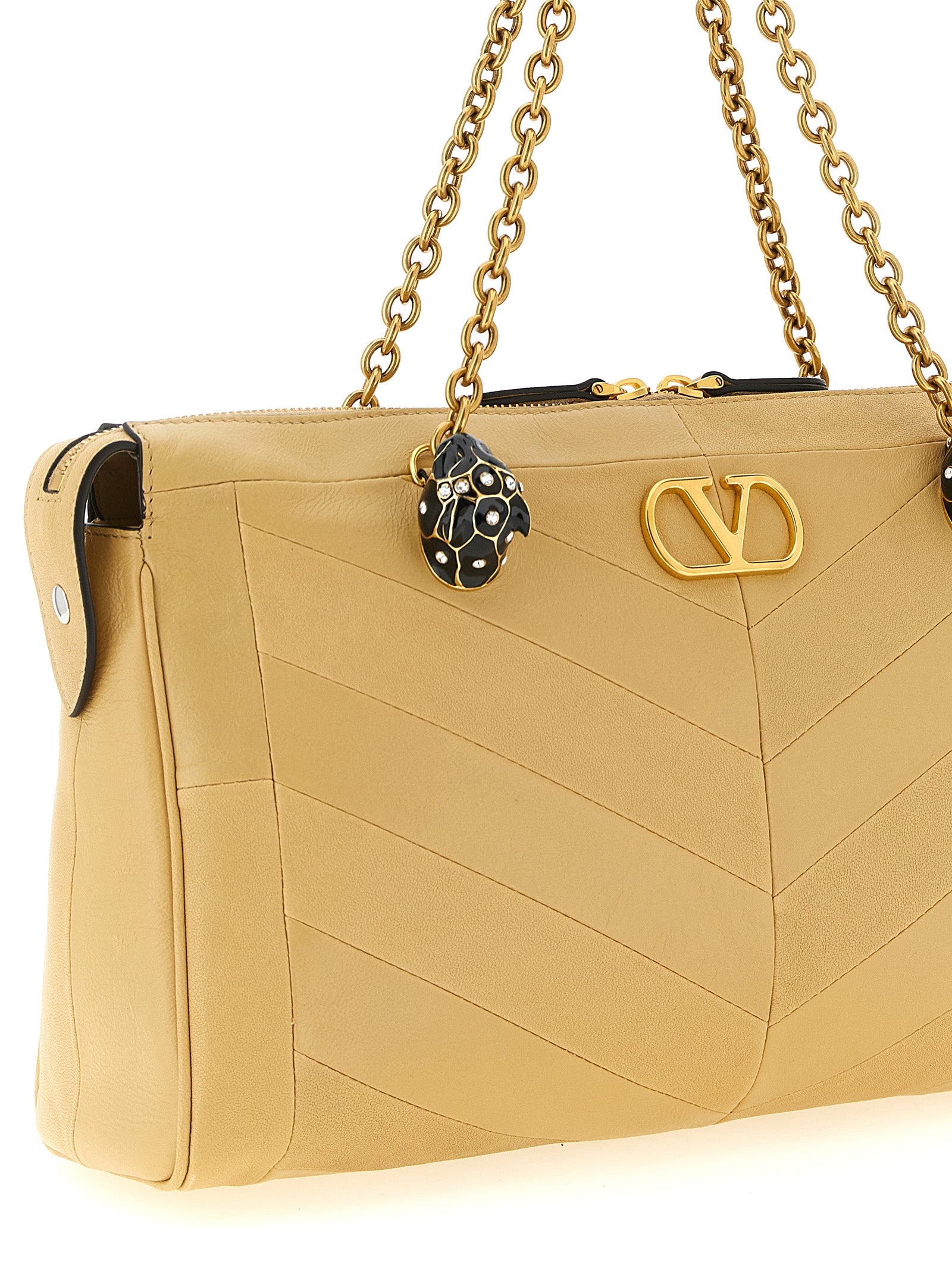 Valentino Garavani Panthea Beige Lamb Leather Shoulder Bag