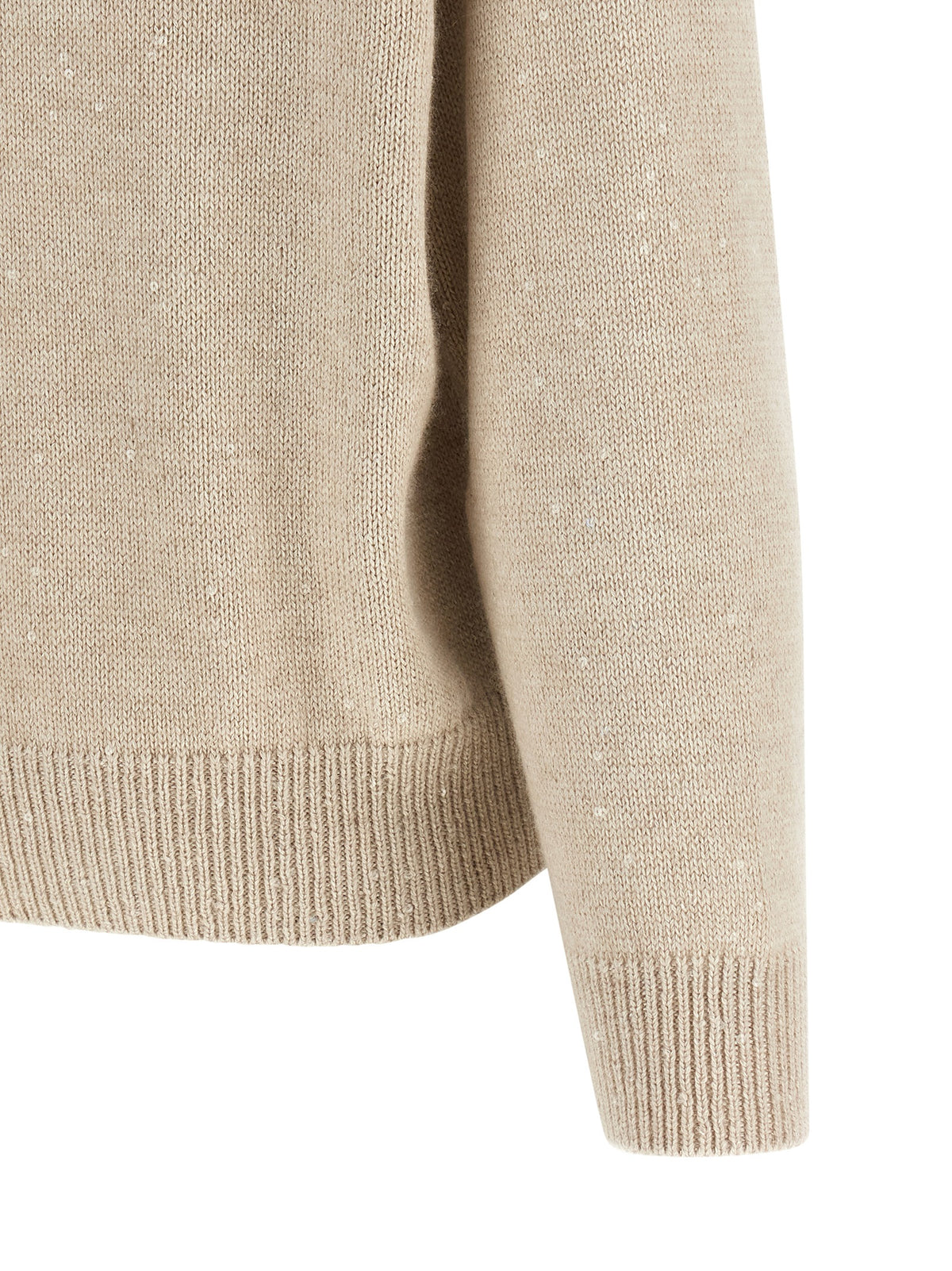 Indulge in the exquisite Brunello Cucinelli Beige Cashmere Cardigan, a luxurious blend of cashmere and silk, embodying timeless elegance and effortless sophistication for any occasion.