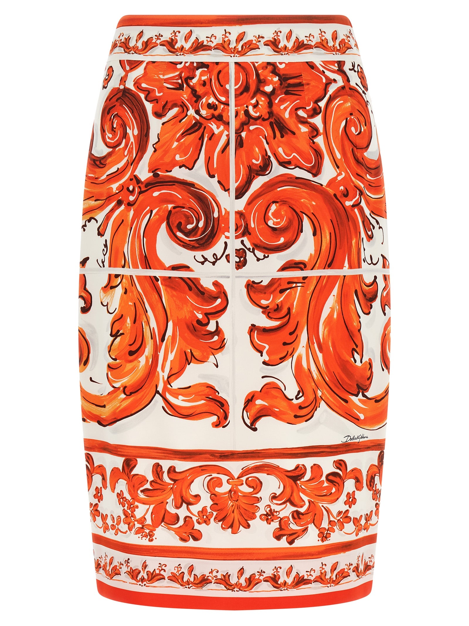 Dolce & Gabbana Orange Silk Midi Skirt - Exquisite Haute Couture