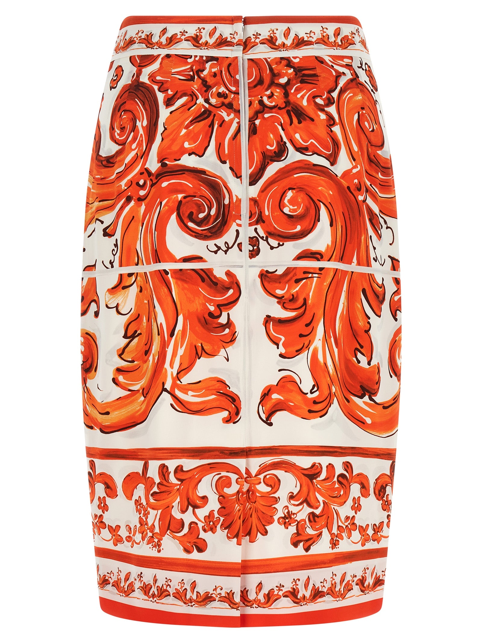 Dolce & Gabbana Orange Silk Midi Skirt - Exquisite Haute Couture