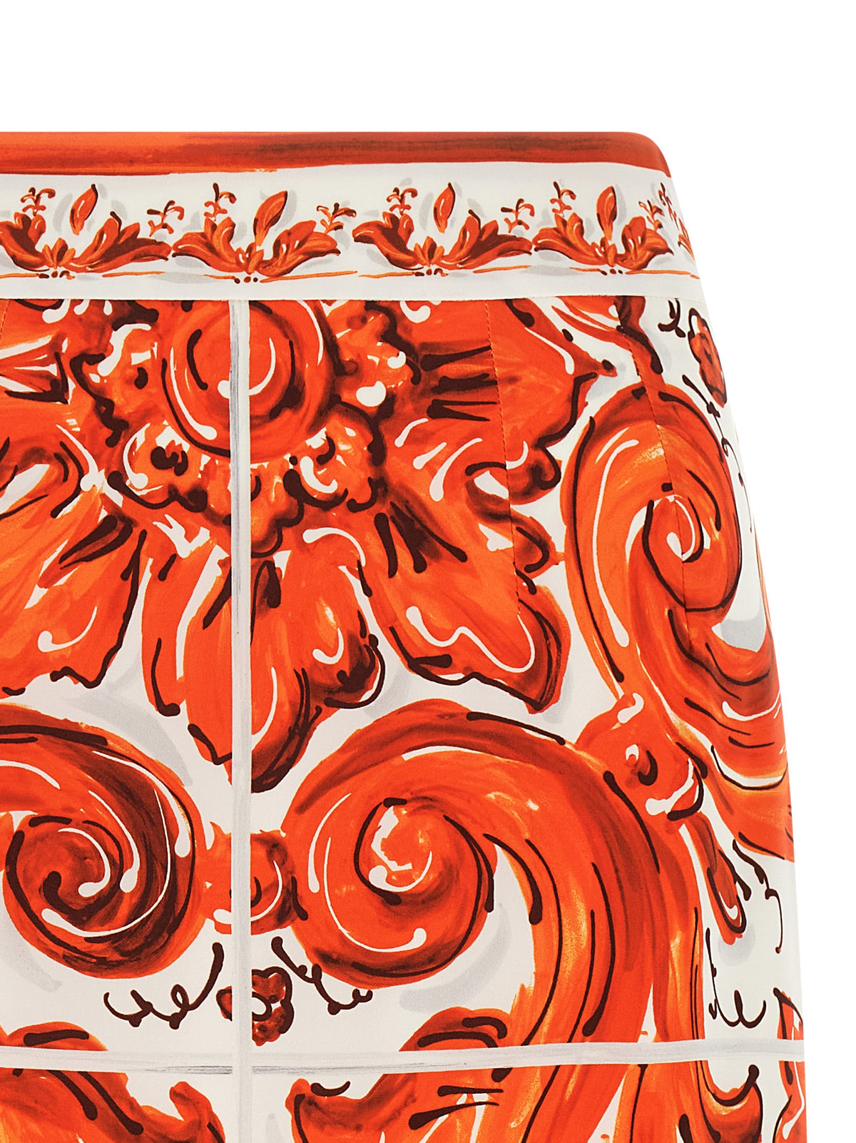 Dolce & Gabbana Orange Silk Midi Skirt - Exquisite Haute Couture