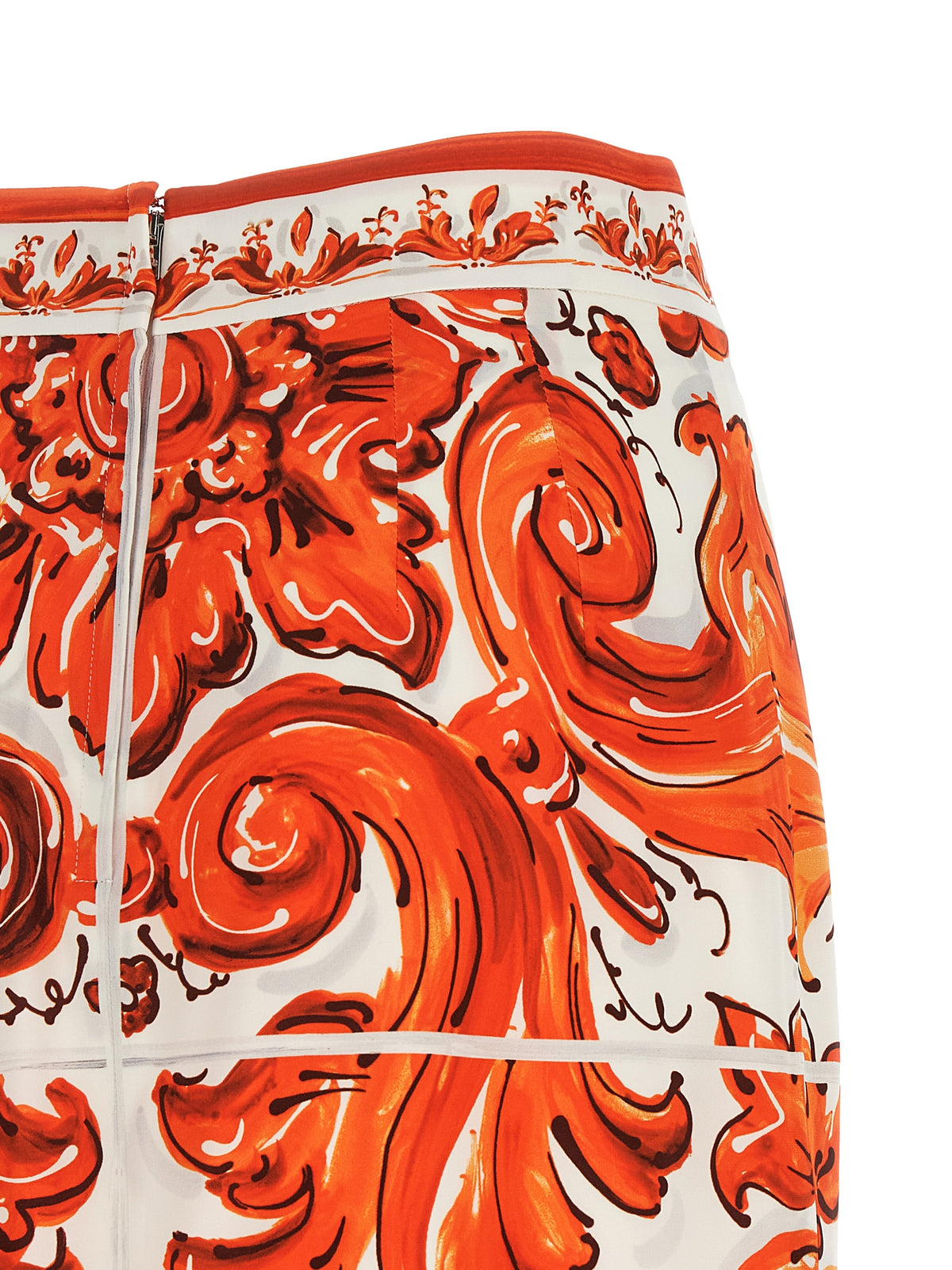 Dolce & Gabbana Orange Silk Midi Skirt - Exquisite Luxury Fashion