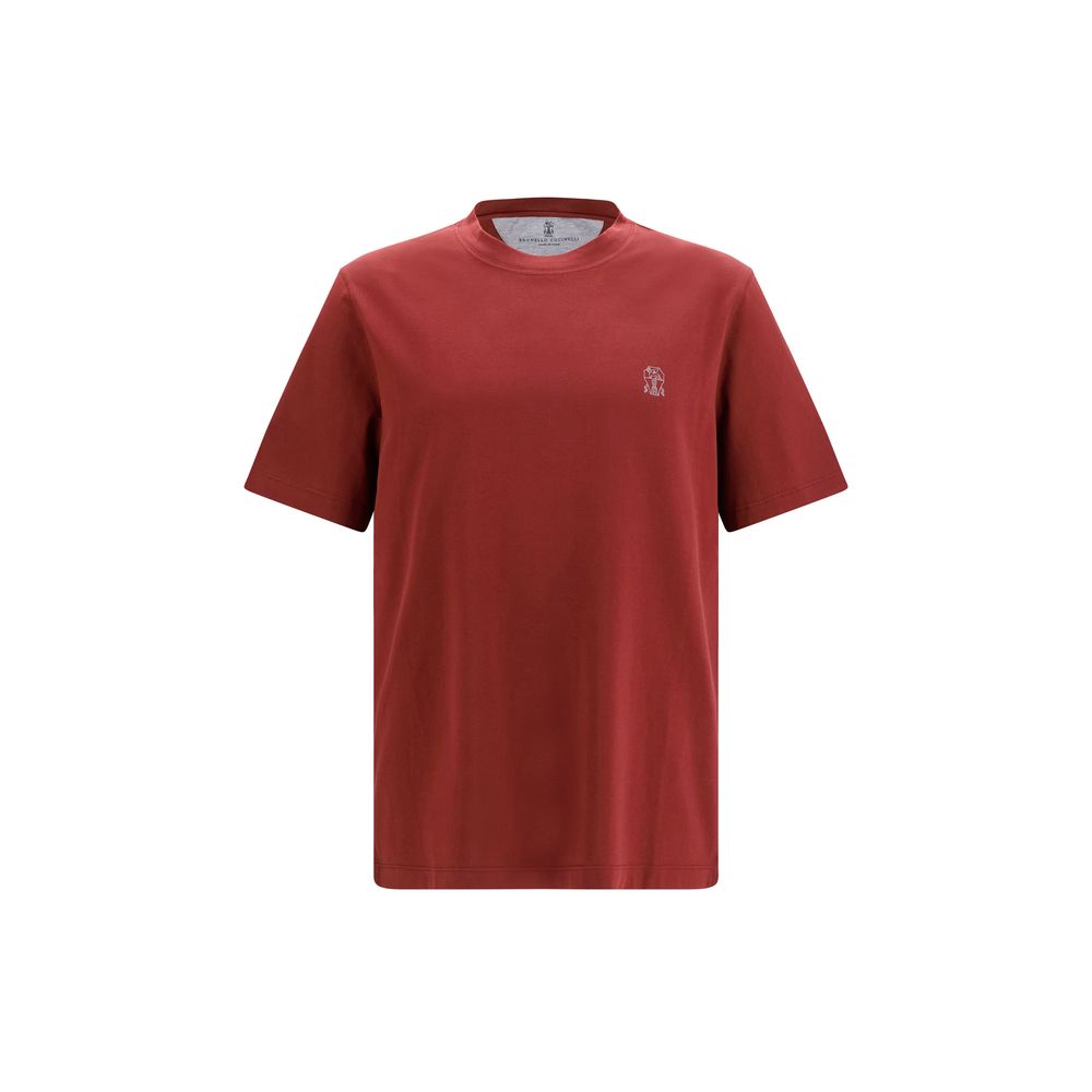 Brunello Cucinelli Bordeaux Cotton T-Shirt - Artisanal Luxury