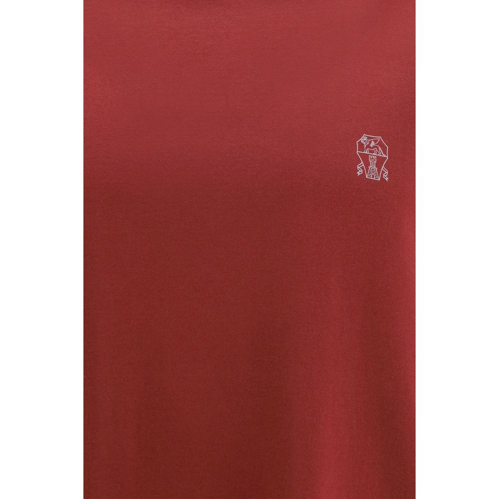Brunello Cucinelli Bordeaux Cotton T-Shirt - Artisanal Luxury