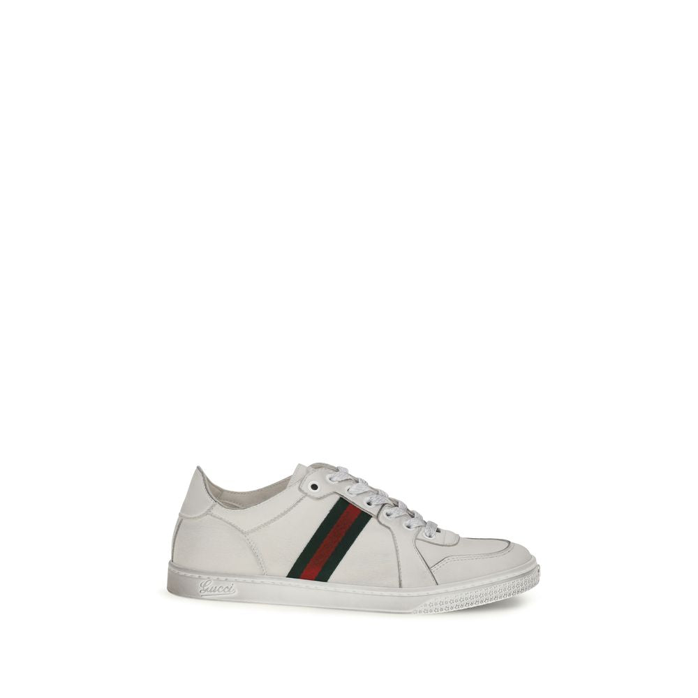 Gucci White Calf Leather Athletic Sneakers - Luxury Redefined
