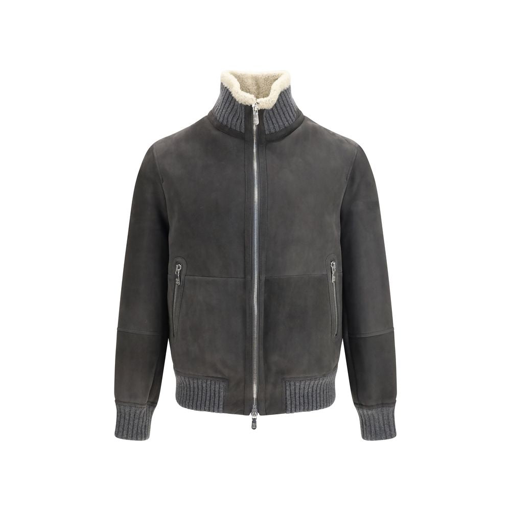 Elevate your wardrobe with the Brunello Cucinelli Gray Wool Oves Aries Full-Length Jacket, crafted from luxurious Merino wool for timeless sophistication and unparalleled comfort.