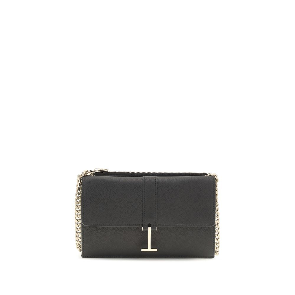 Discover the Tom Ford Black Calf Leather Bos Taurus Shoulder Bag, a masterpiece of refined craftsmanship and luxury that elevates any ensemble with its timeless elegance.