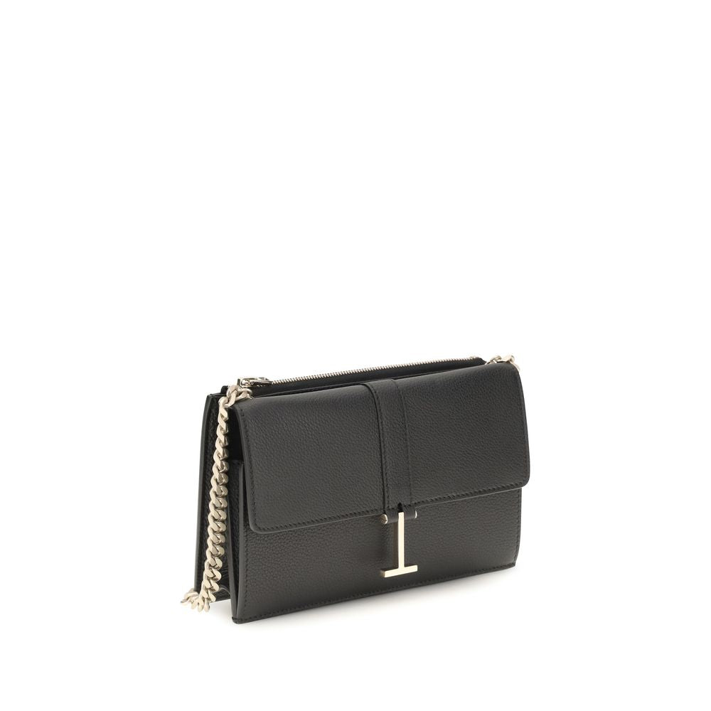 Indulge in the Tom Ford Black Calf Leather Bos Taurus Shoulder Bag, a masterpiece of haute couture elegance, crafted for those who appreciate luxury and sophistication.