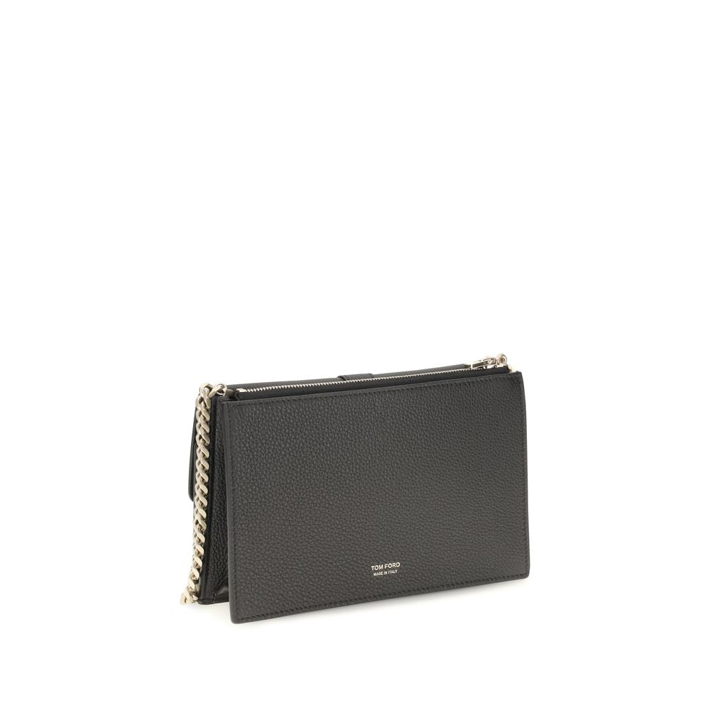 Elevate your elegance with the Tom Ford Black Calf Leather Bos Taurus Shoulder Bag, a masterpiece of refined design and luxurious craftsmanship, perfect for any occasion.