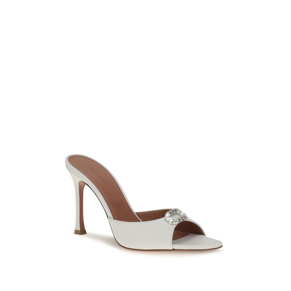Amina Muaddi Stiletto Heel Sandals - Luxurious White Calf Leather
