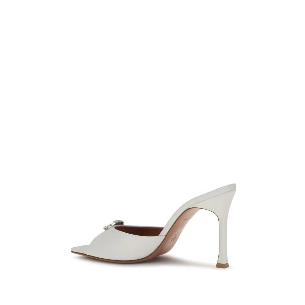 Amina Muaddi Stiletto Heel Sandals - Luxurious White Calf Leather