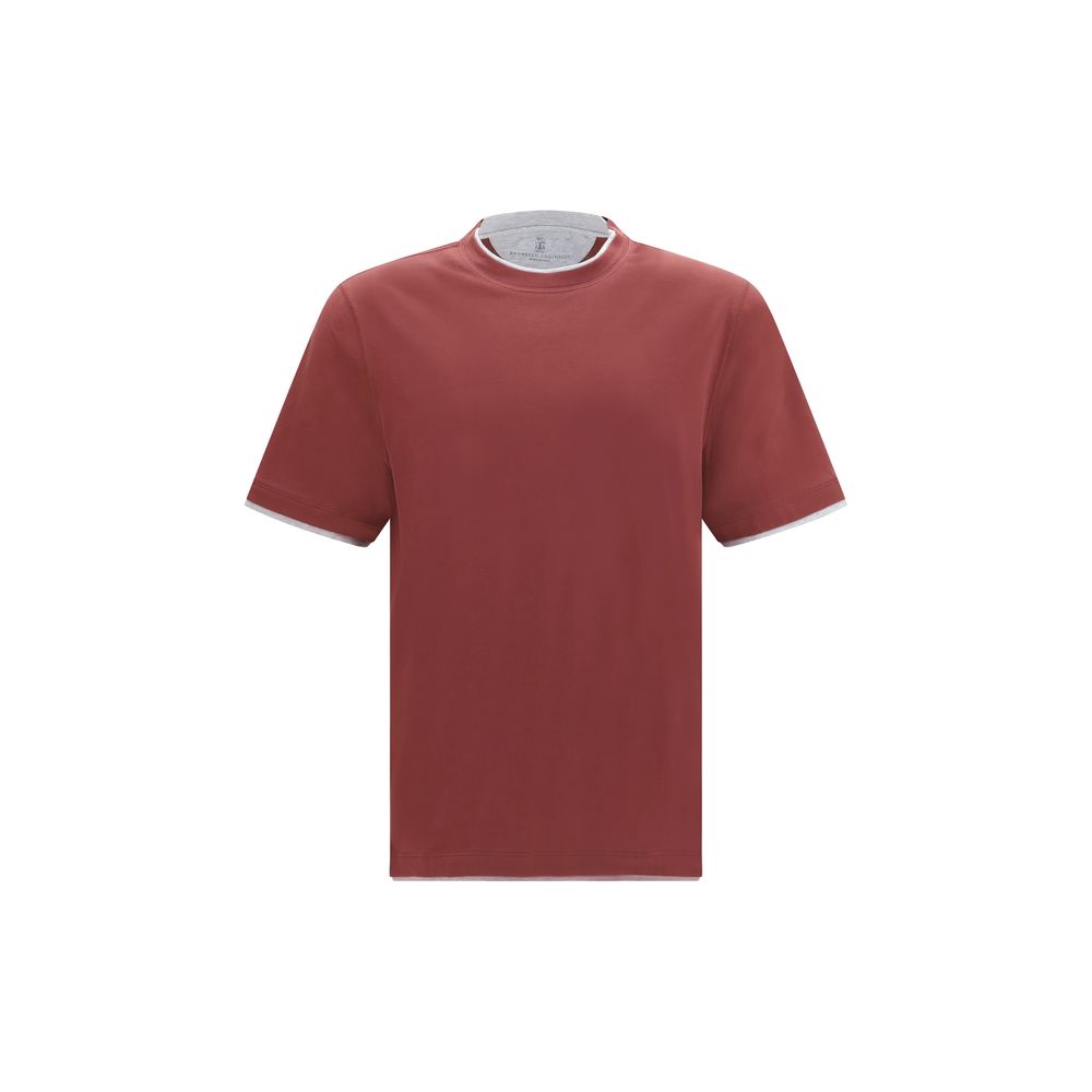Brunello Cucinelli Bordeaux Cotton T-Shirt - Timeless Luxury