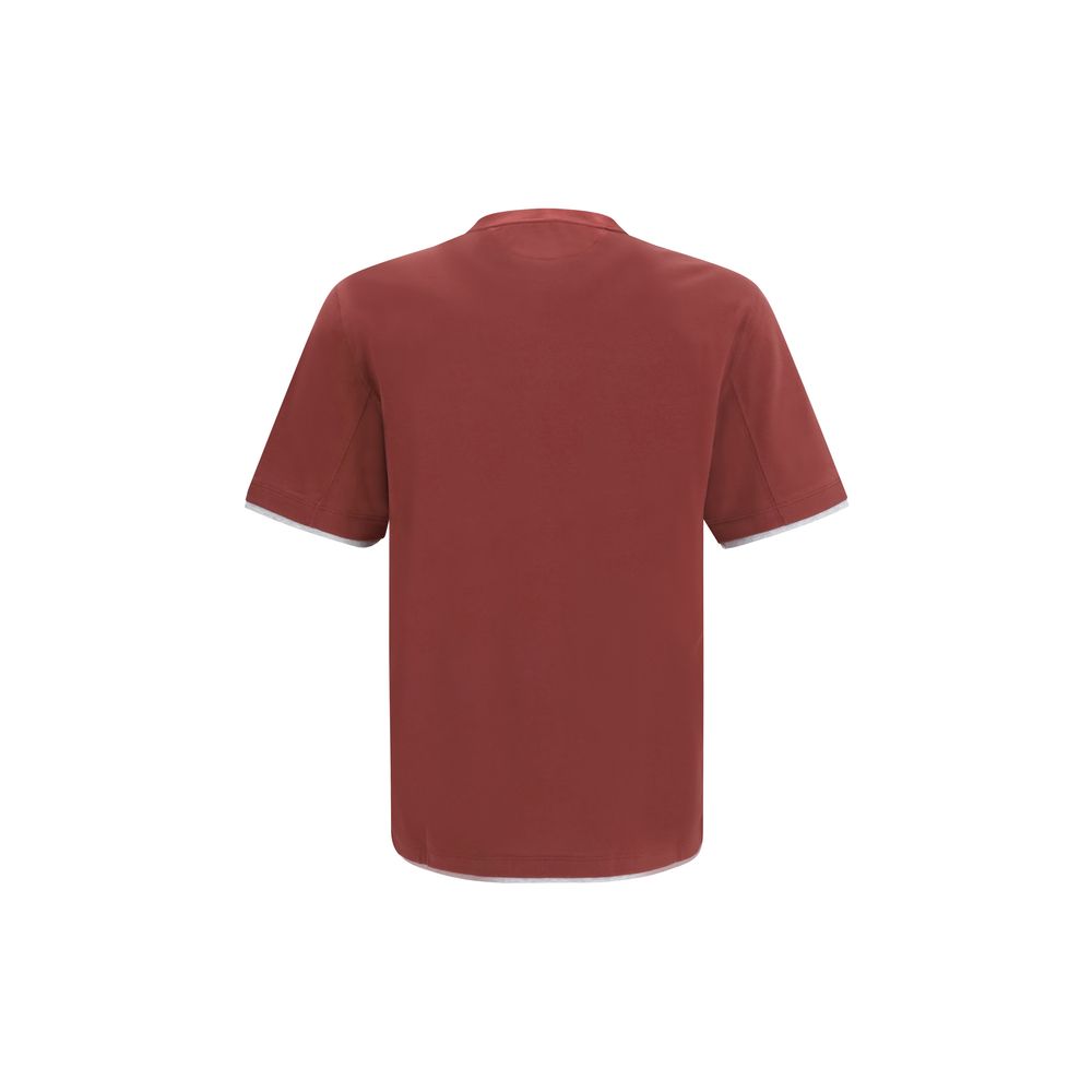 Brunello Cucinelli Bordeaux Cotton T-Shirt - Timeless Luxury