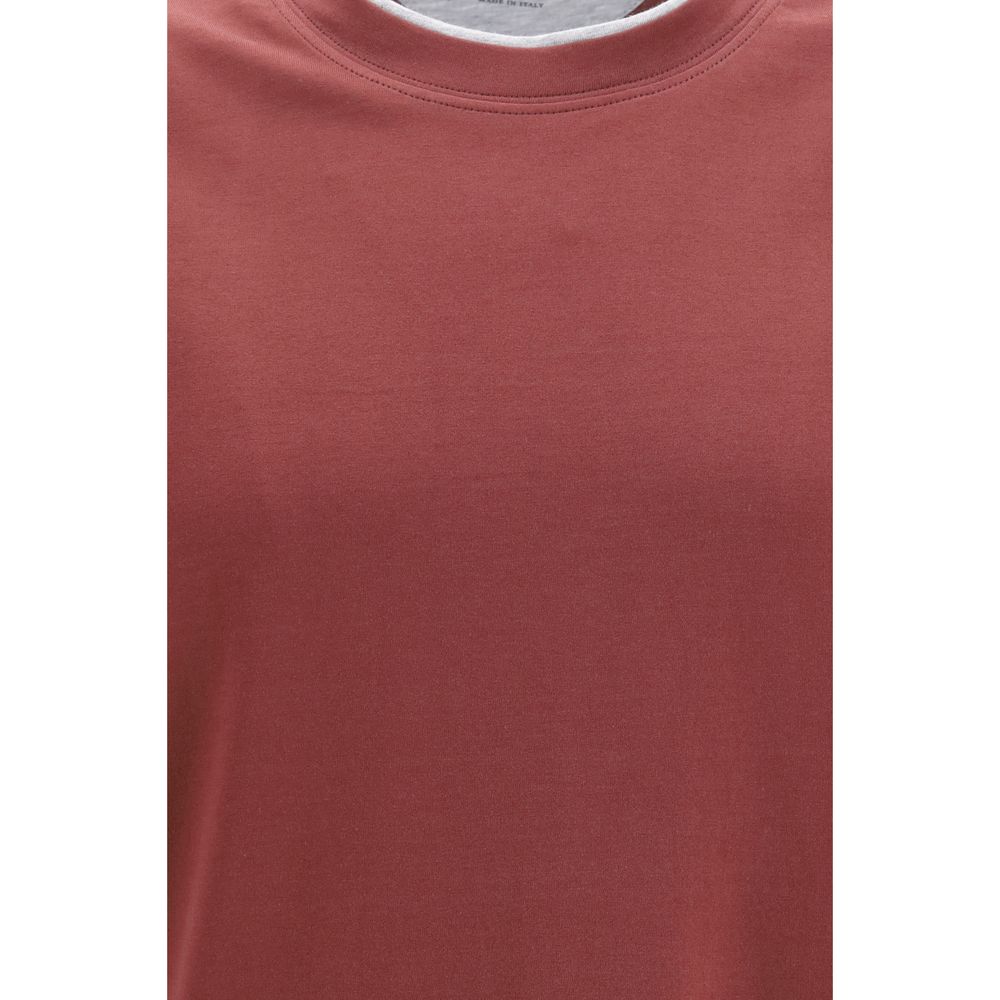 Brunello Cucinelli Bordeaux Cotton T-Shirt - Timeless Luxury