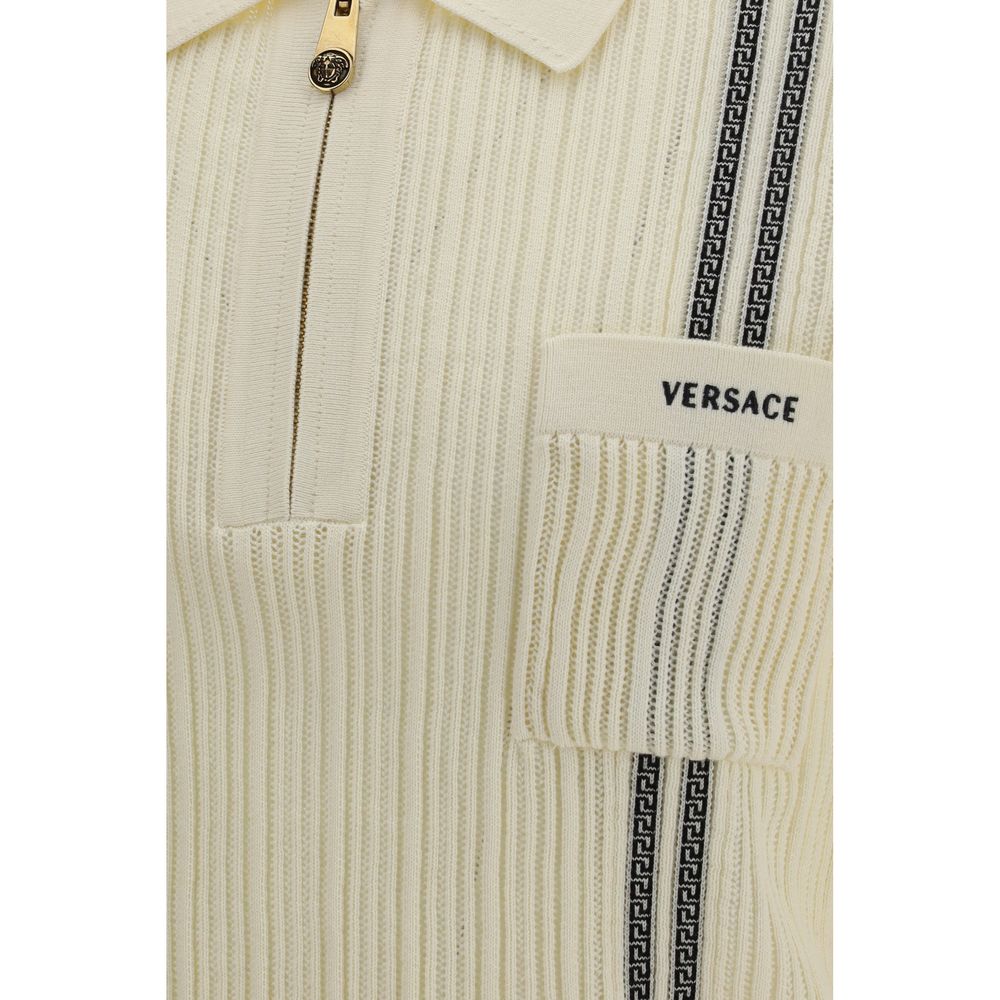 Elevate your style with the Versace Beige Cotton Polo Shirt, a luxurious blend of 100% cotton and exquisite craftsmanship, perfect for the discerning modern individual.