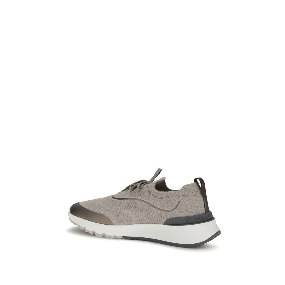 Elevate your style with Brunello Cucinelli's Brown Cotton Athletic Sneakers, where luxurious cotton meets superior craftsmanship for a seamless blend of elegance and comfort.