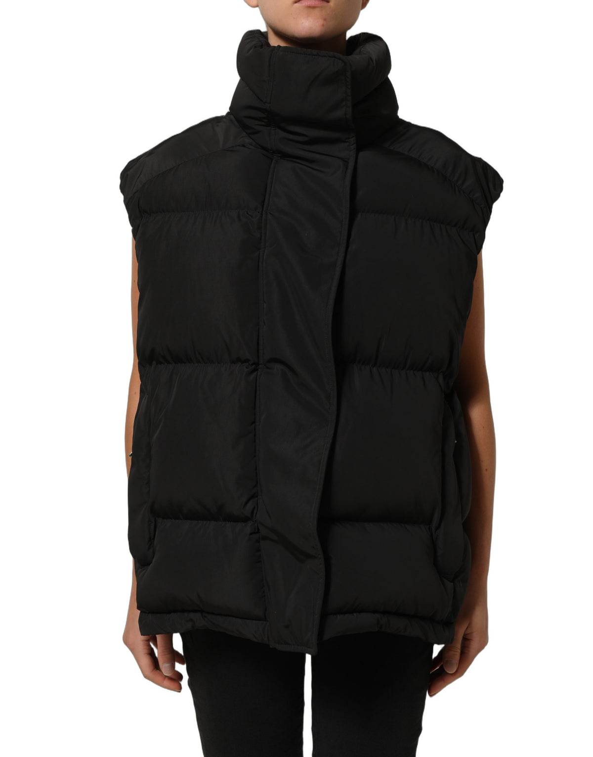 Dolce & Gabbana Black Sleeveless Padded Puffer Jacket Luxury