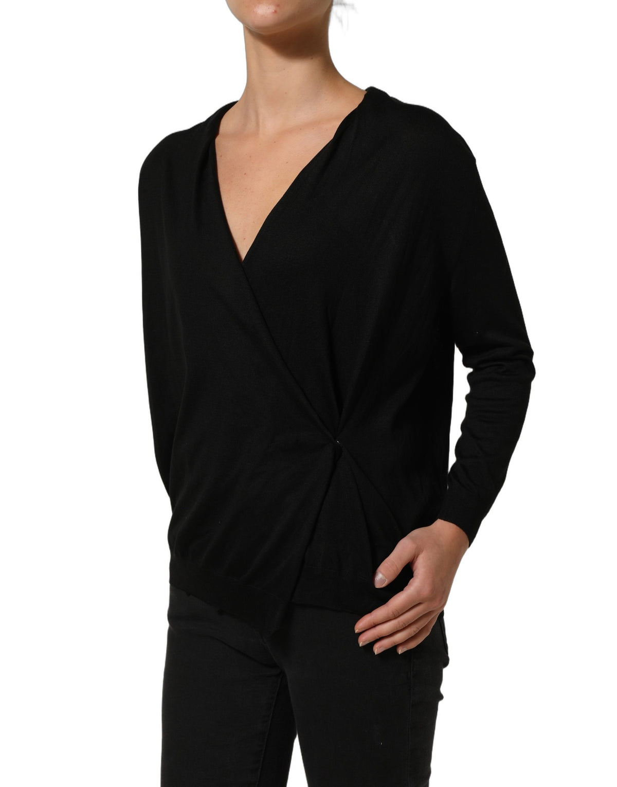 Dolce & Gabbana Black Silk Draped Blouse - Timeless Luxury