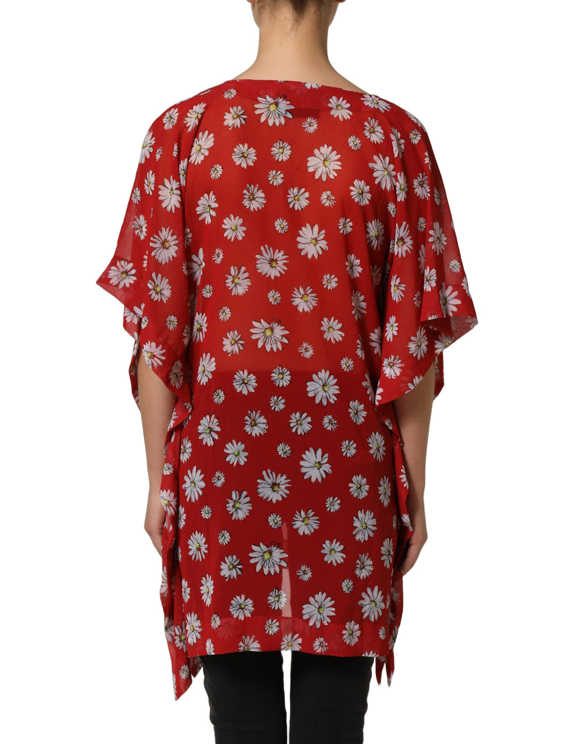 Dolce & Gabbana Red Floral Kaftan Blouse - Luxurious Elegance