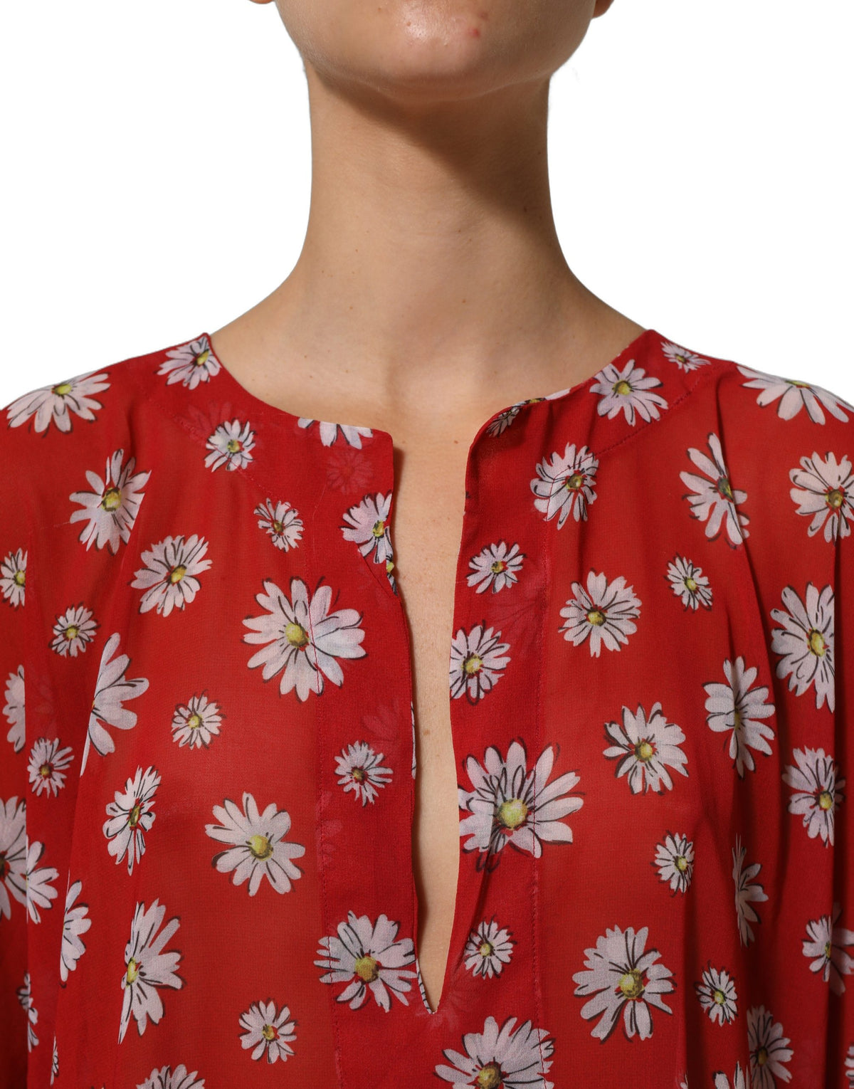 Dolce & Gabbana Red Floral Kaftan Blouse - Luxurious Elegance